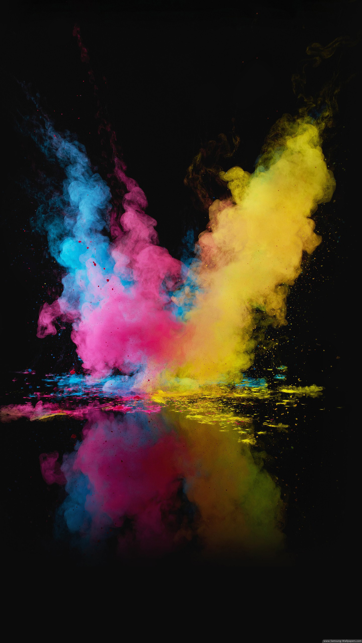 Polvere colorata, Esplosione, Sfondo nero, schermata Home Samsung