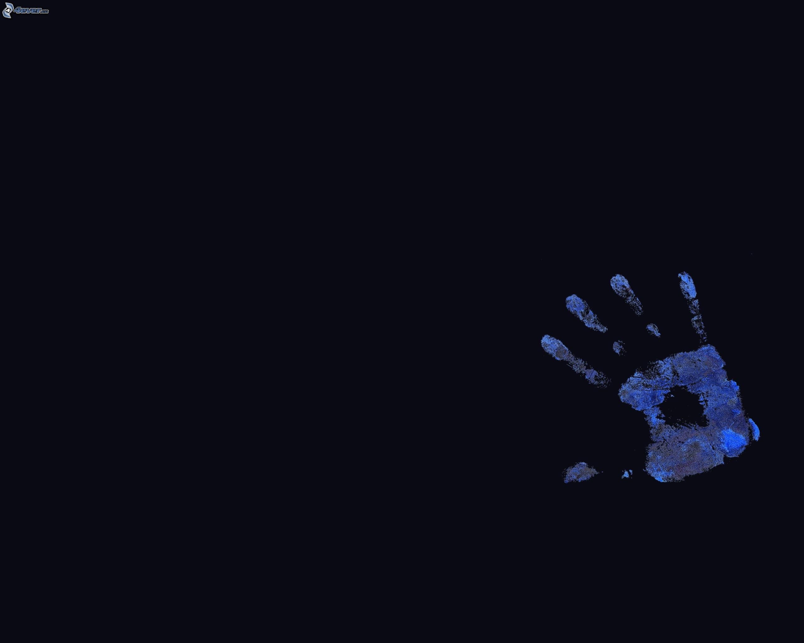 Impronta di mano, Blu notte, Minimalismo, 2K, sfondo per PC