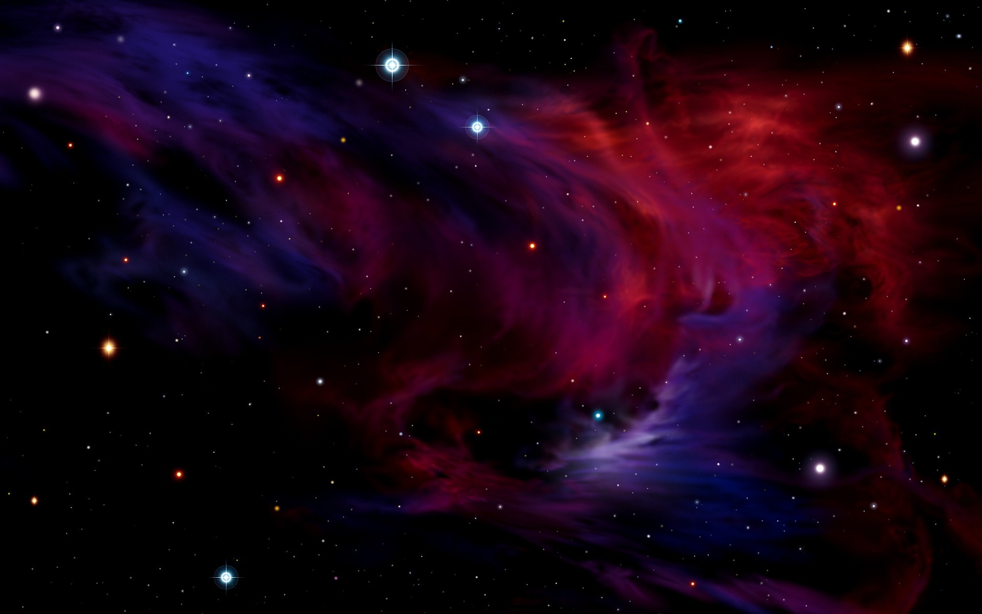 Nebulosa, Rosso, Blu, Stelle, 1920x1200, sfondo MacBook Pro