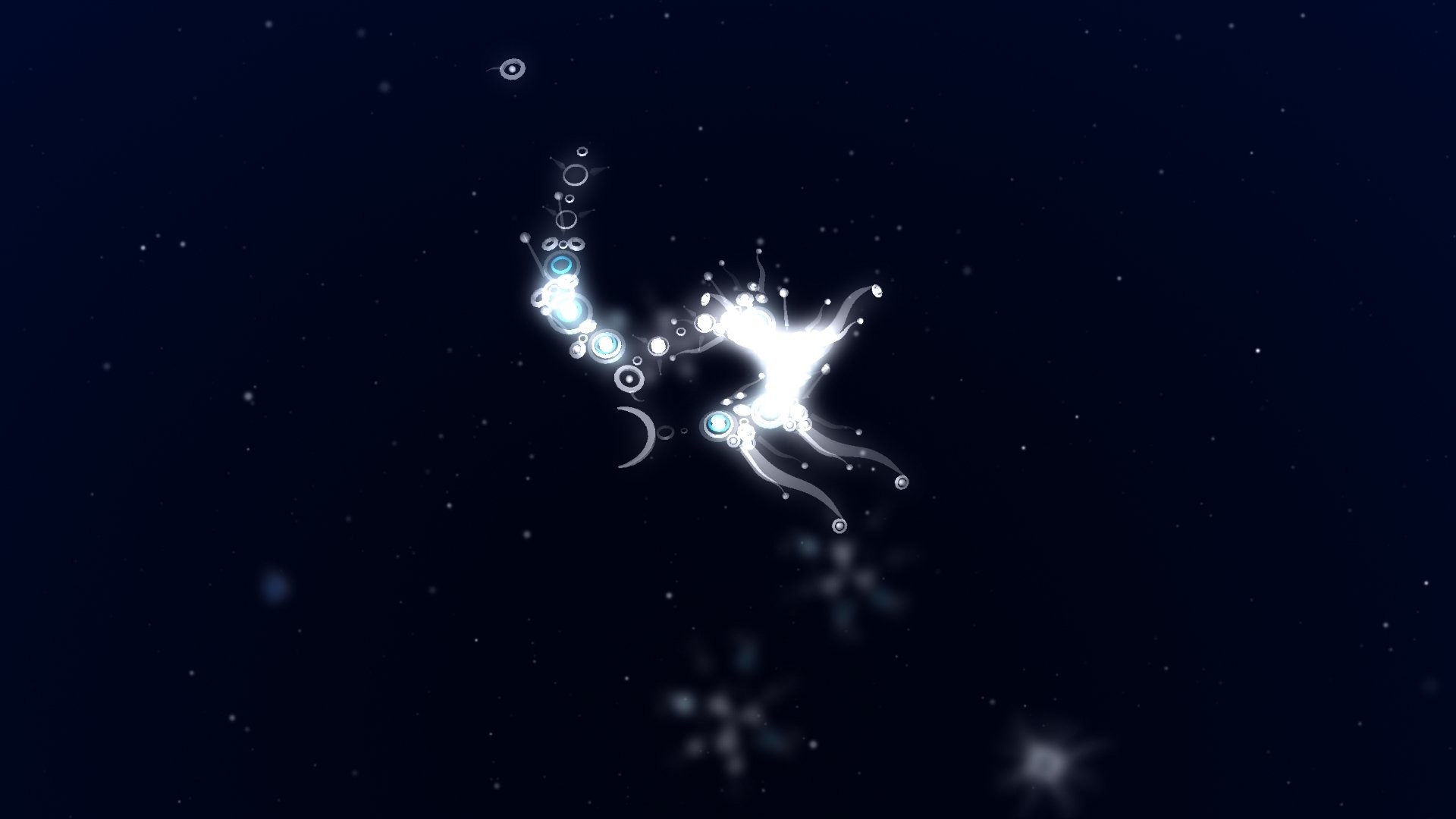 Particelle, Sfondo blu scuro, Full HD, wallpaper per portatile