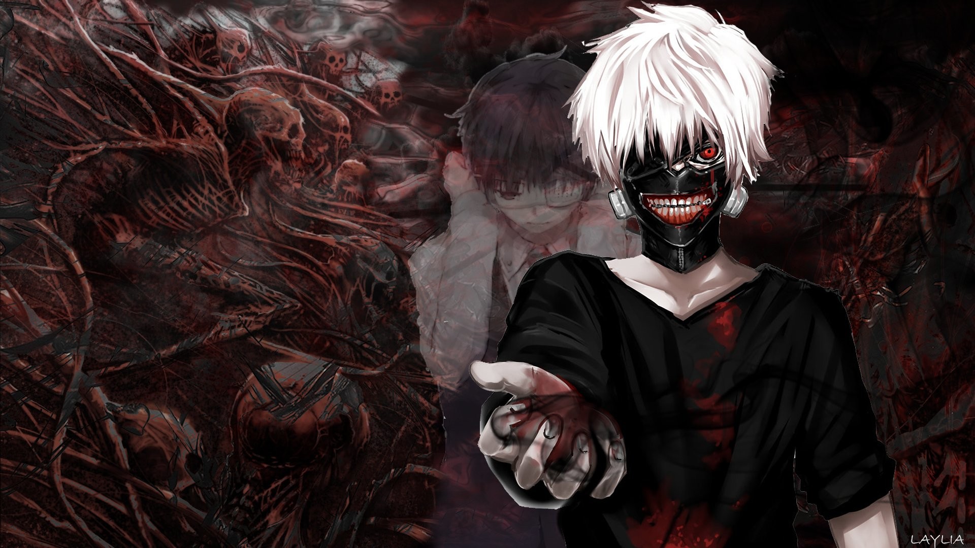 Ken Kaneki, Tokyo Ghoul, Maschera, Mano tesa, 1920x1080, sfondo per PC