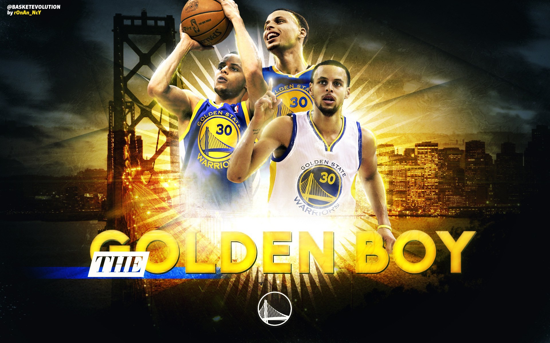 Stephen Curry, The Golden Boy, Golden State Warriors, Bay Bridge, sfondo Full HD per PC