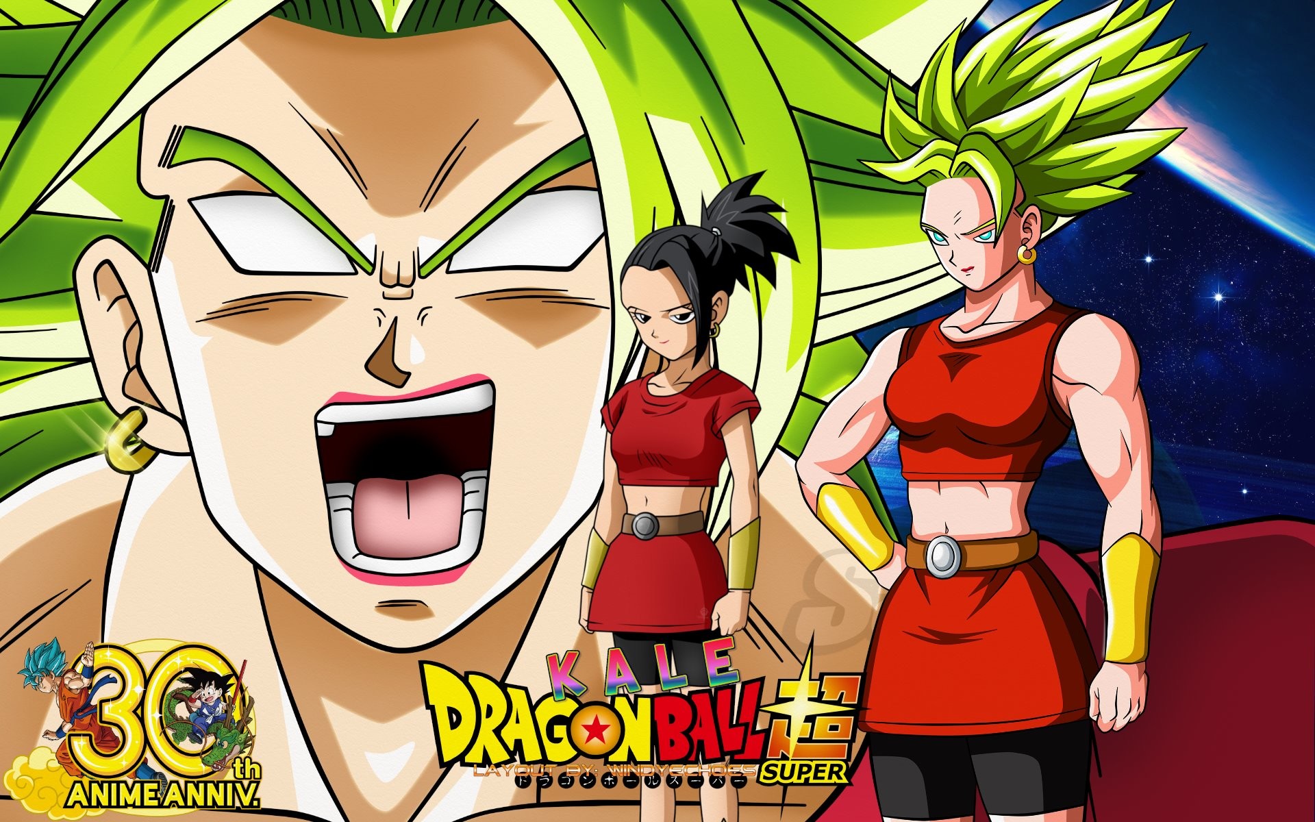 Kale, Caulifla, Dragon Ball Super, Super Saiyan, 16:10 Full HD, wallpaper widescreen