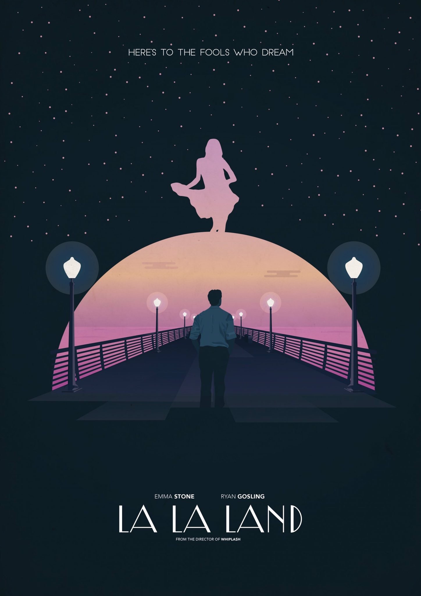 La La Land, Locandina, Molo, Minimalismo, Toni rosa, QHD+, sfondo per iPad e tablet