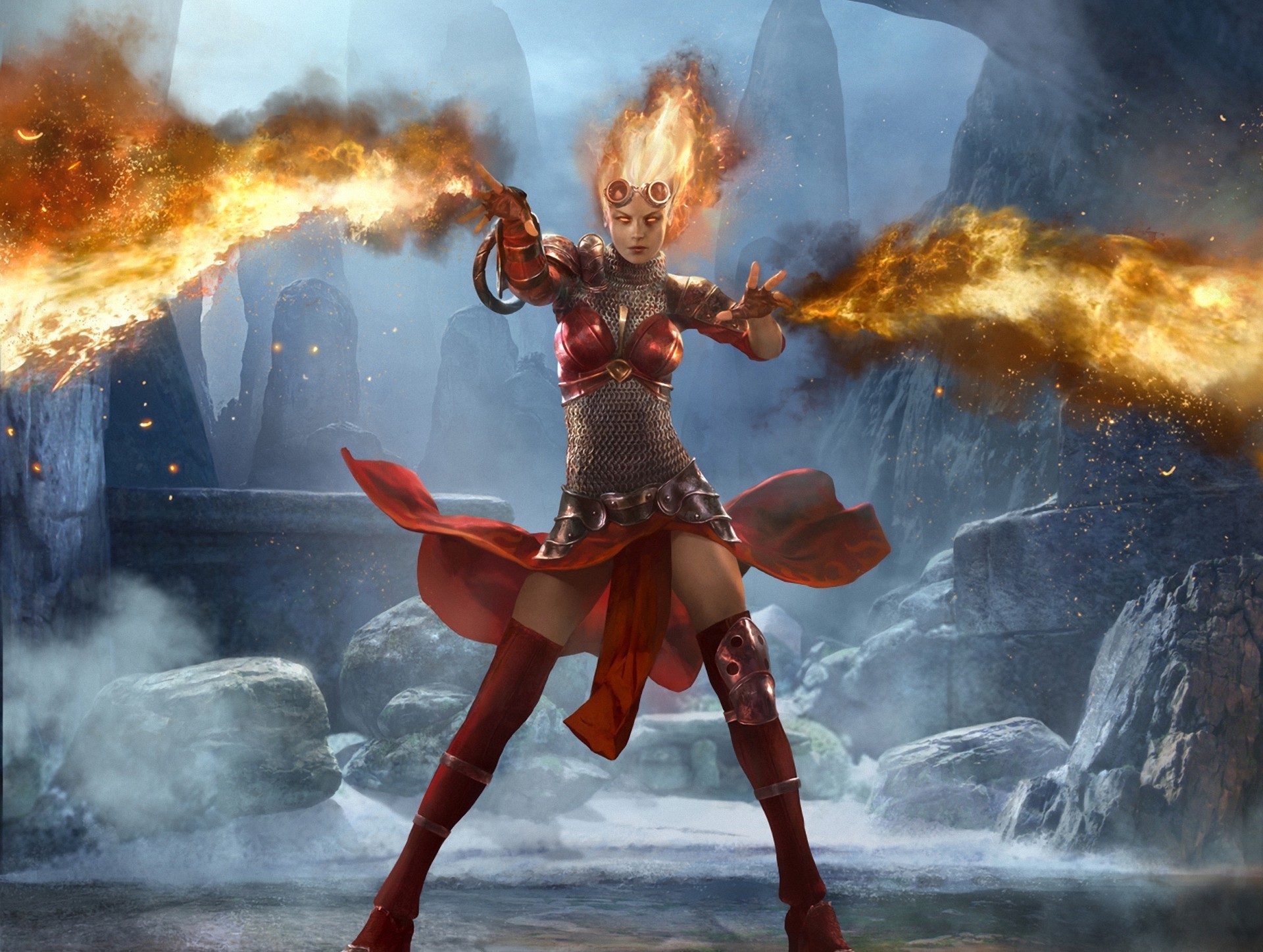 Chandra Nalaar, Magic: The Gathering, Fuoco, Maga, Fantasy, sfondo per iPad e tablet