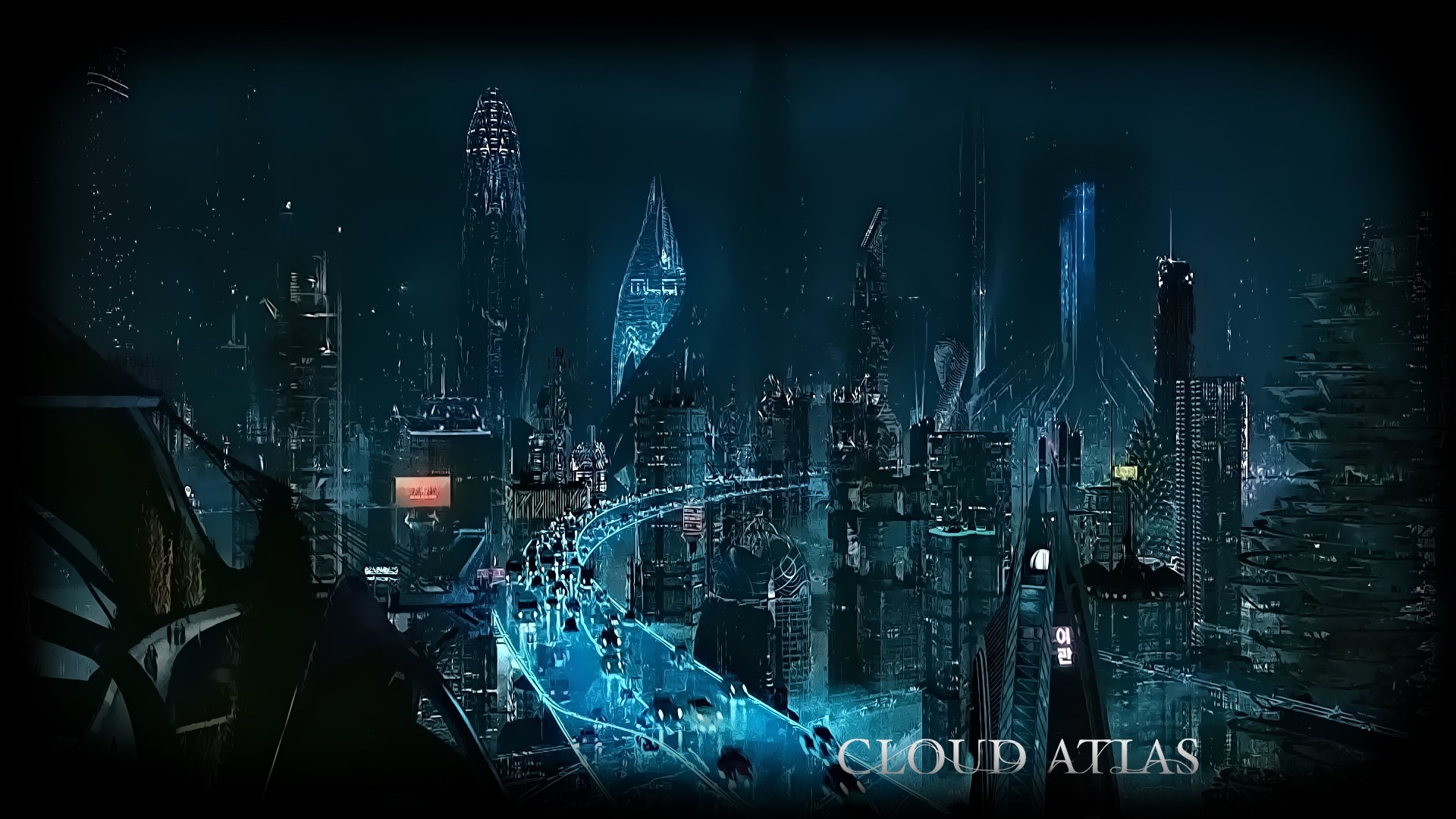 Cloud Atlas, Neo Seoul, Città futuristica, Notte, Full HD, sfondo per PC