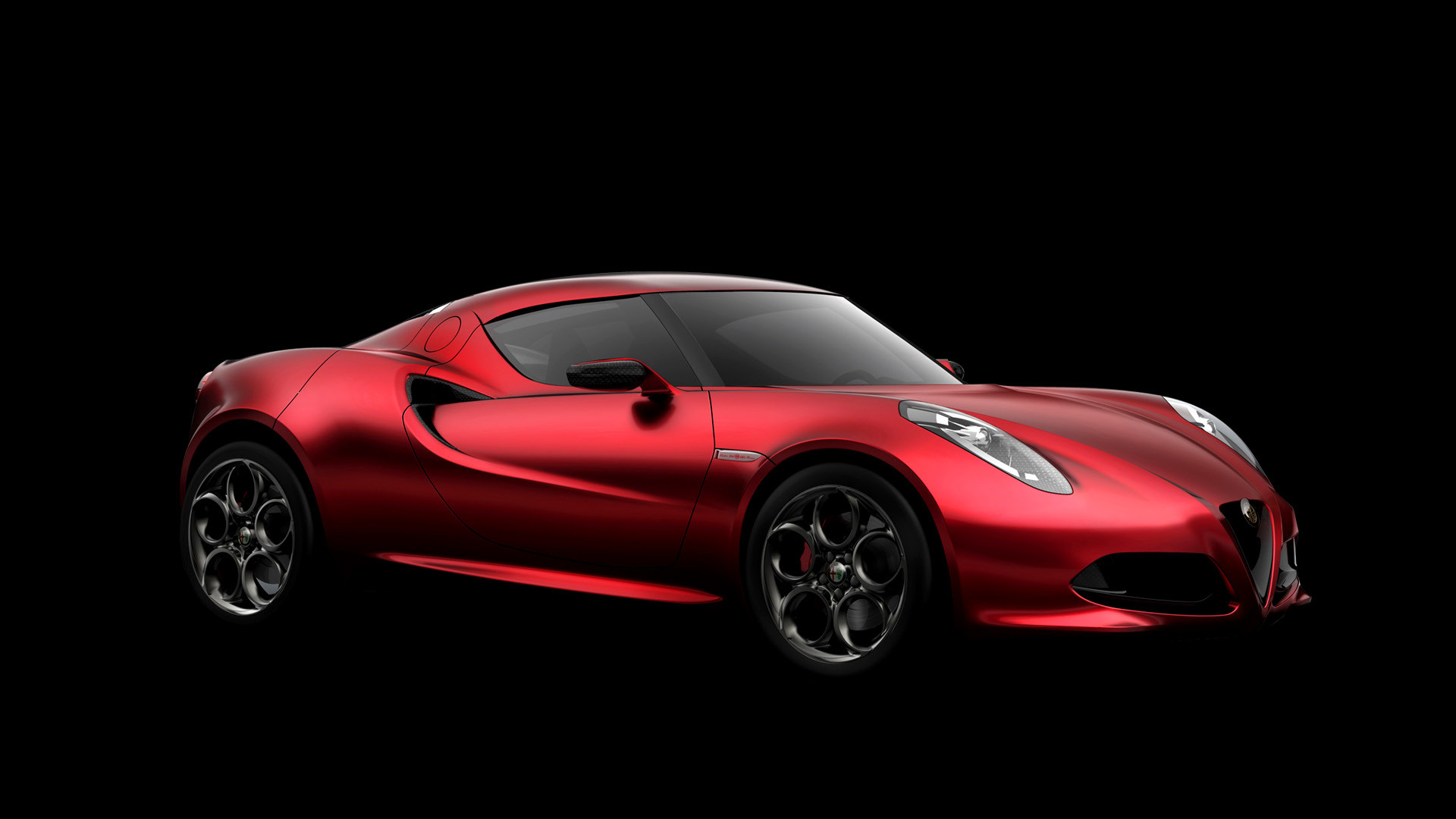 Alfa Romeo 4C, Alfa Romeo, Sfondo nero, Rosso, Full HD, wallpaper per computer