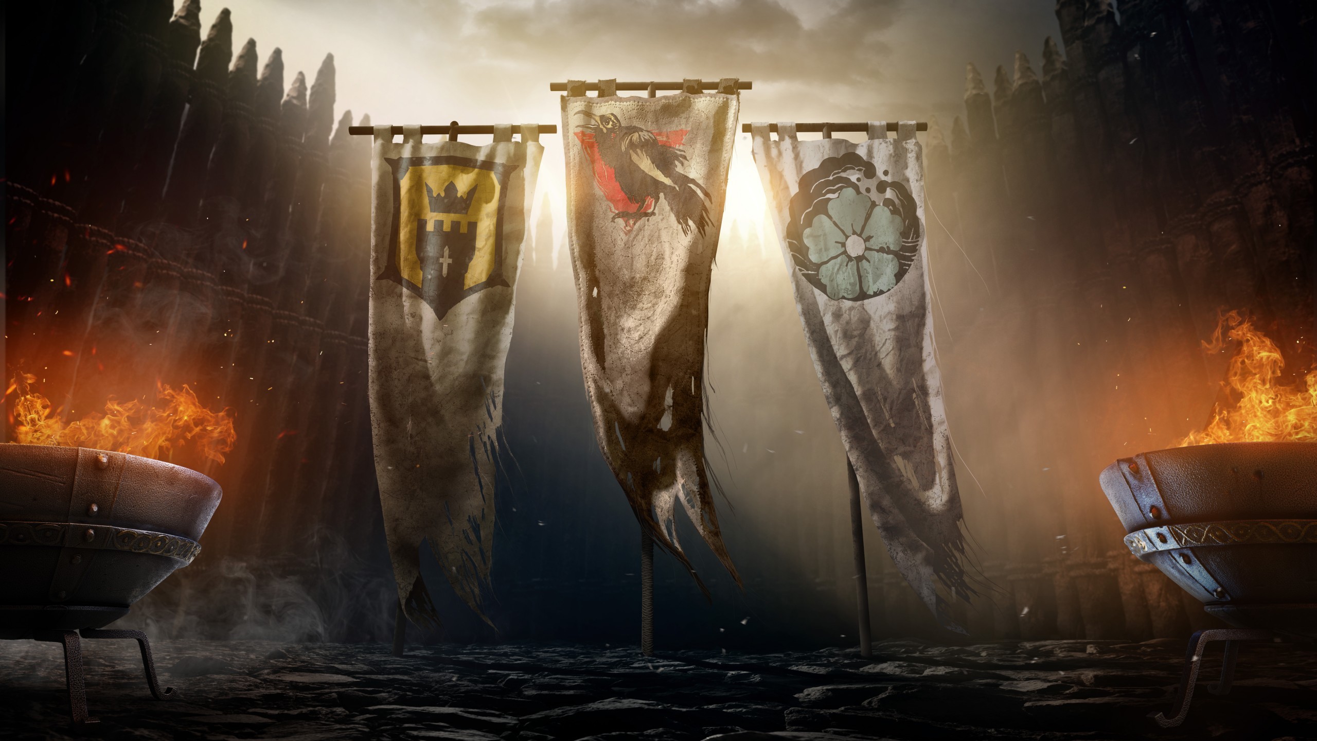 For Honor, Stendardi, Cavalieri, Vichinghi, Samurai, Bracieri, 16:9 2K, sfondo widescreen