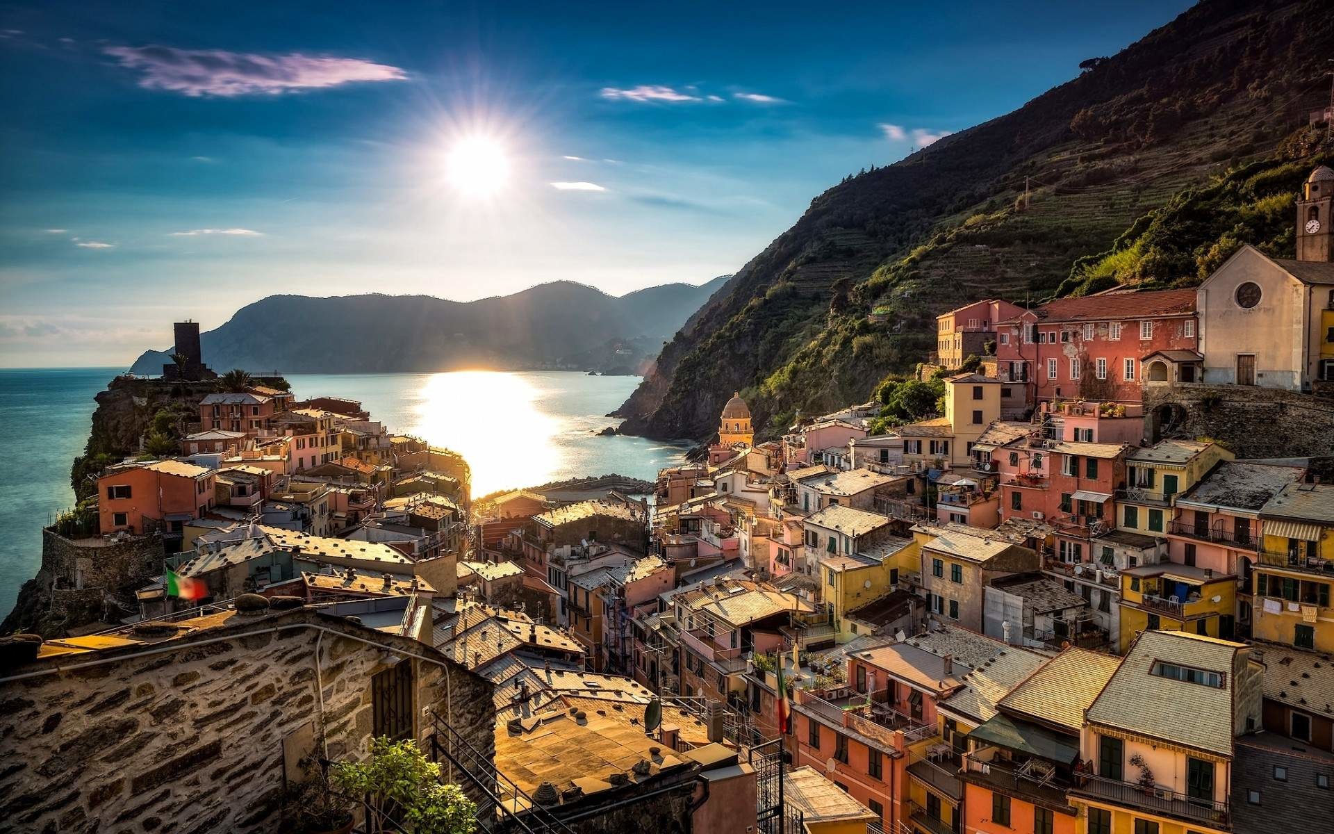 Vernazza, Cinque Terre, Liguria, Italia, Mare, 16:10 Full HD, sfondo widescreen