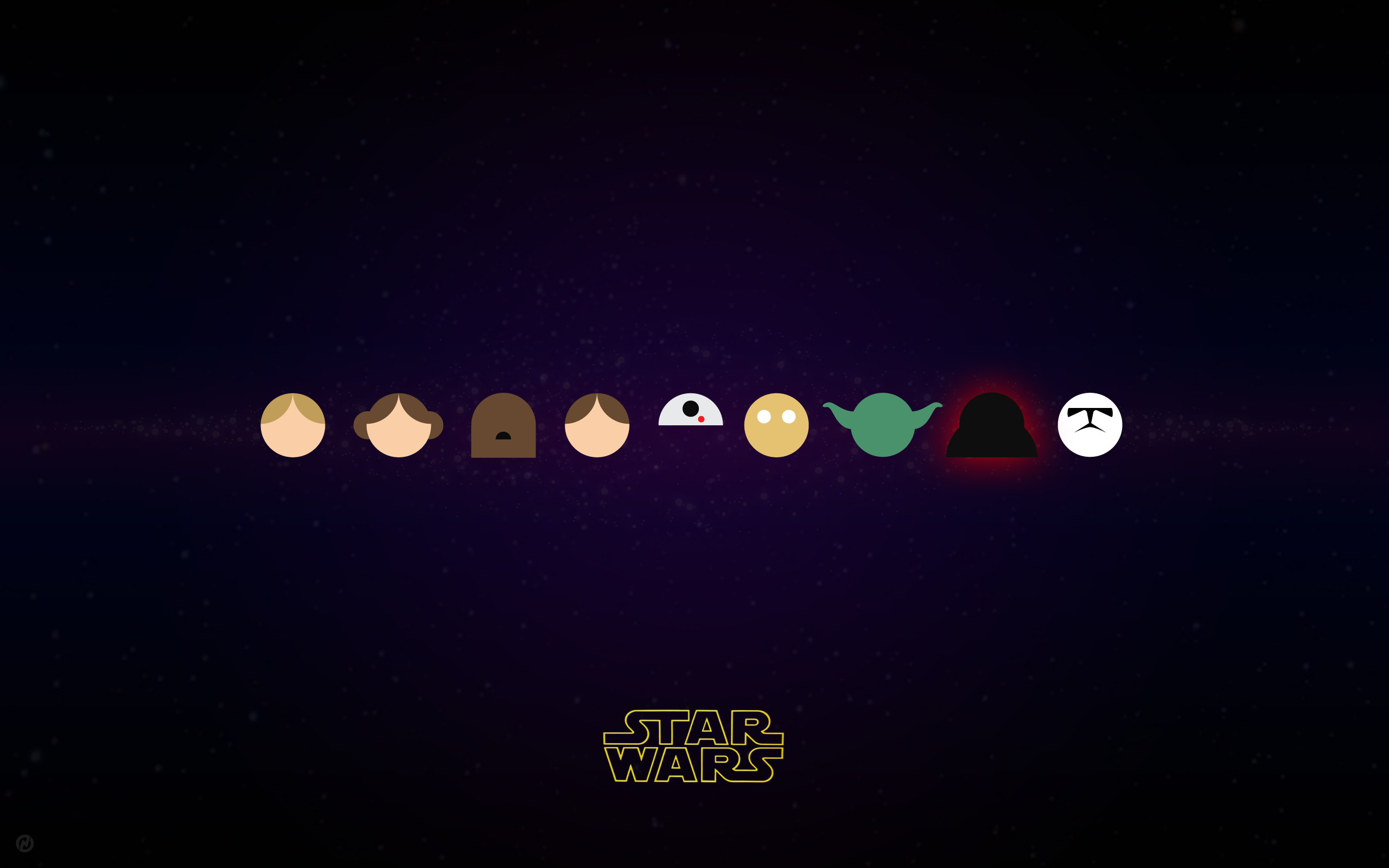 Luke Skywalker, Principessa Leia, Yoda, Darth Vader, Star Wars, Minimalismo, sfondo 1600p