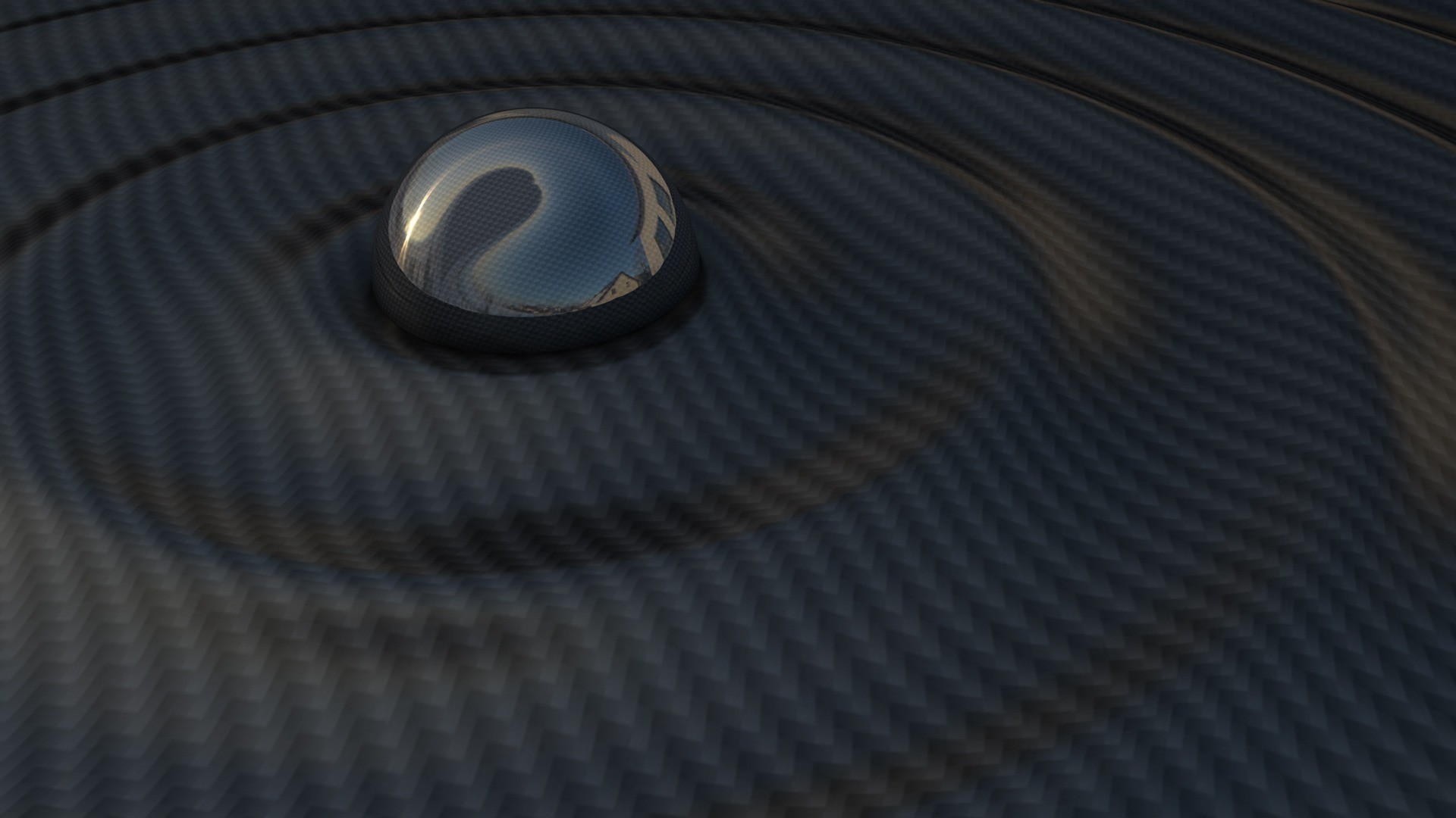 Fibra di carbonio, Goccia metallica, Increspature, Rendering 3D, sfondo Full HD per portatile