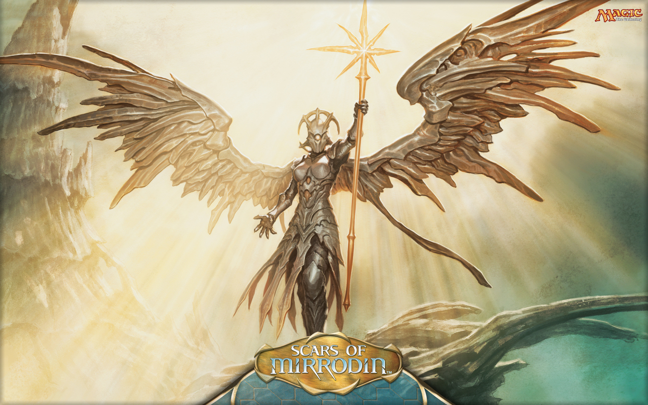 Scars of Mirrodin, Elspeth Tirel, Magic: The Gathering, Angelo, 16:10 2K, sfondo widescreen