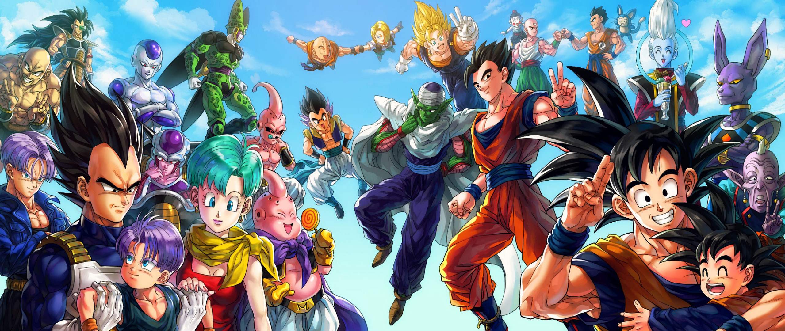 Goku, Vegeta, Freezer, Cell, Bulma, Dragon Ball, 21:9 Full HD, sfondo widescreen