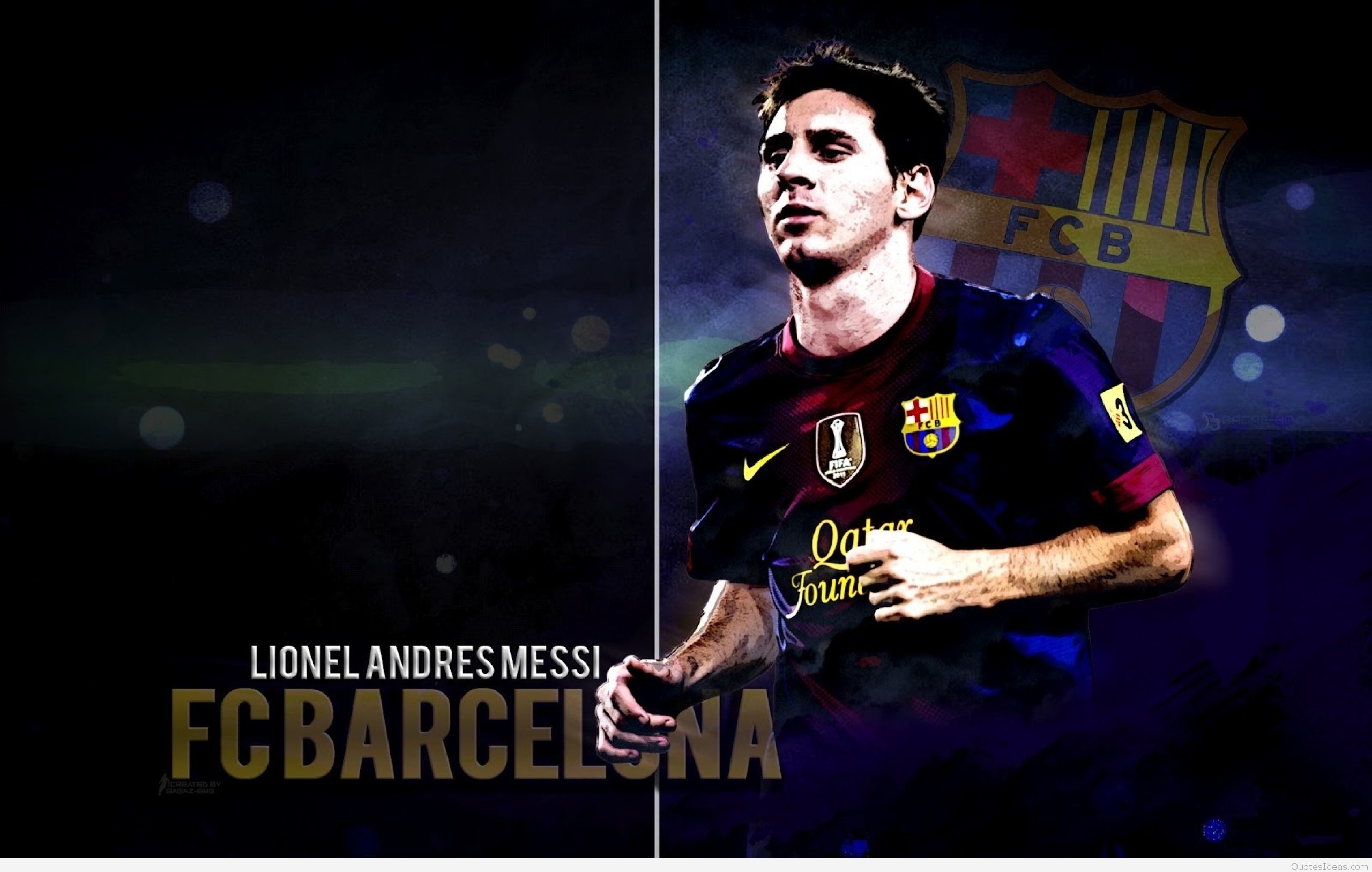 Lionel Messi, FC Barcelona, Stemma FC Barcelona, Blu, 2K, sfondo per PC e portatile