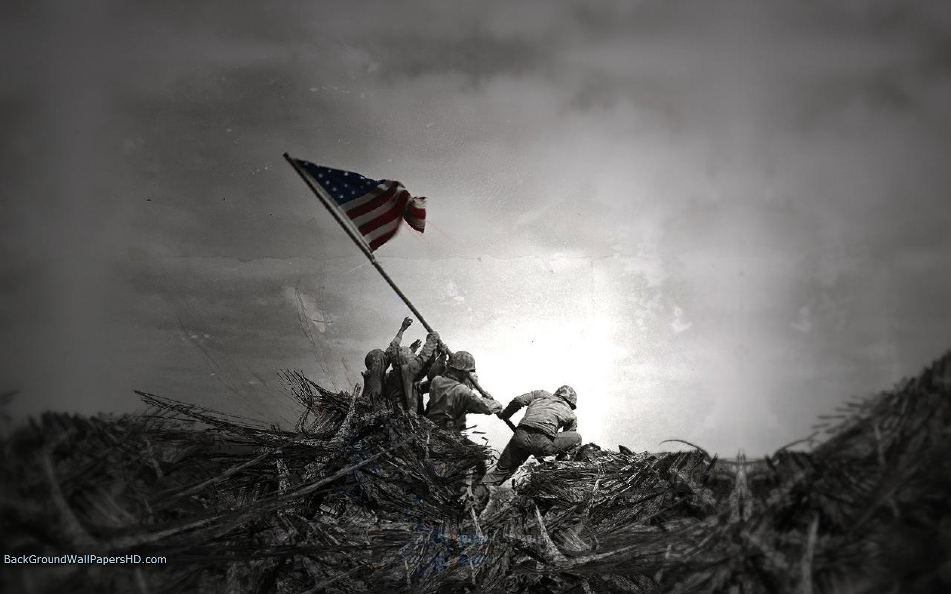 Alzabandiera su Iwo Jima, Bandiera americana, Soldati, Bianco e nero, sfondo MacBook Air
