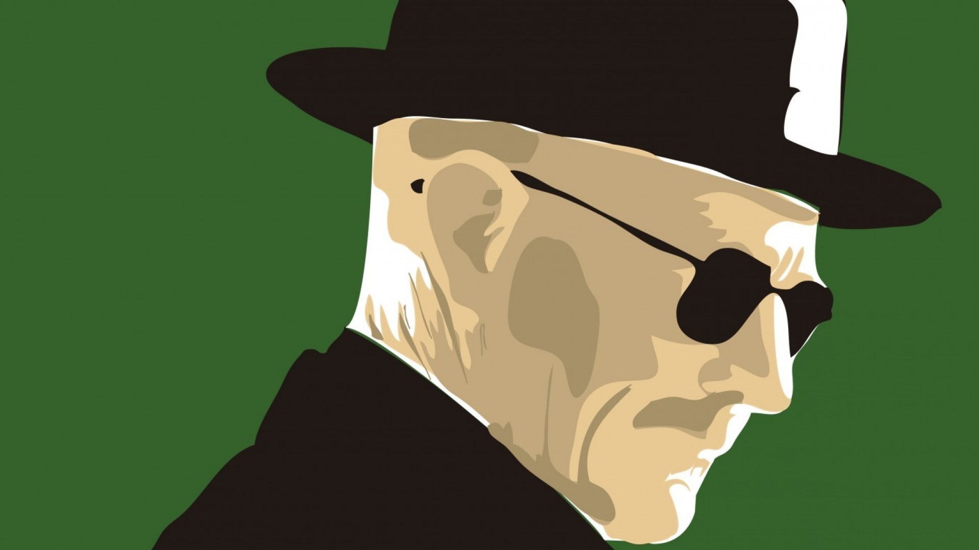 Heisenberg, Walter White, Breaking Bad, Cappello, Occhiali da sole, Illustrazione vettoriale, Sfondo verde, wallpaper Full HD
