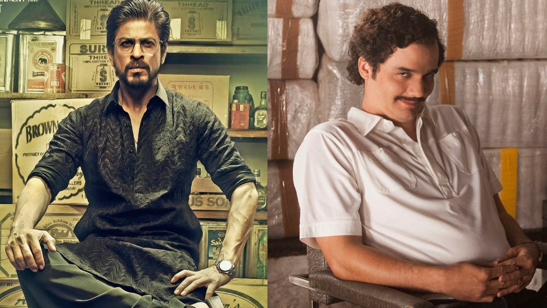 Pablo Escobar, Wagner Moura, Shah Rukh Khan, Raees, Narcos, Confronto, sfondo desktop Full HD