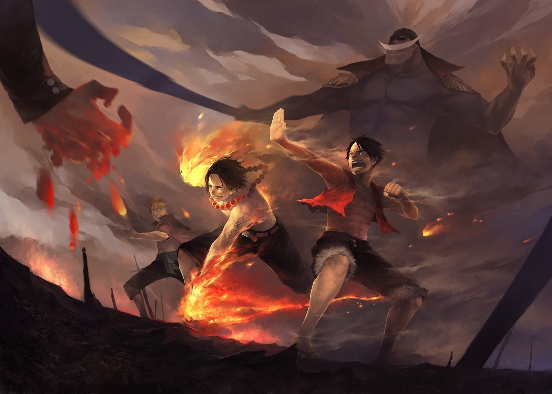 Portgas D. Ace, One Piece, Marineford, Fuoco, Full HD, sfondo Windows 11