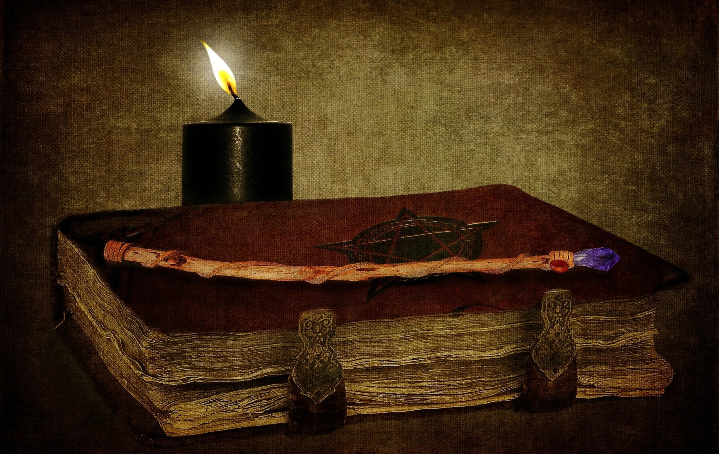 Libro antico, Candela, Bacchetta, Vintage, 2456x1553, sfondo MacBook Pro