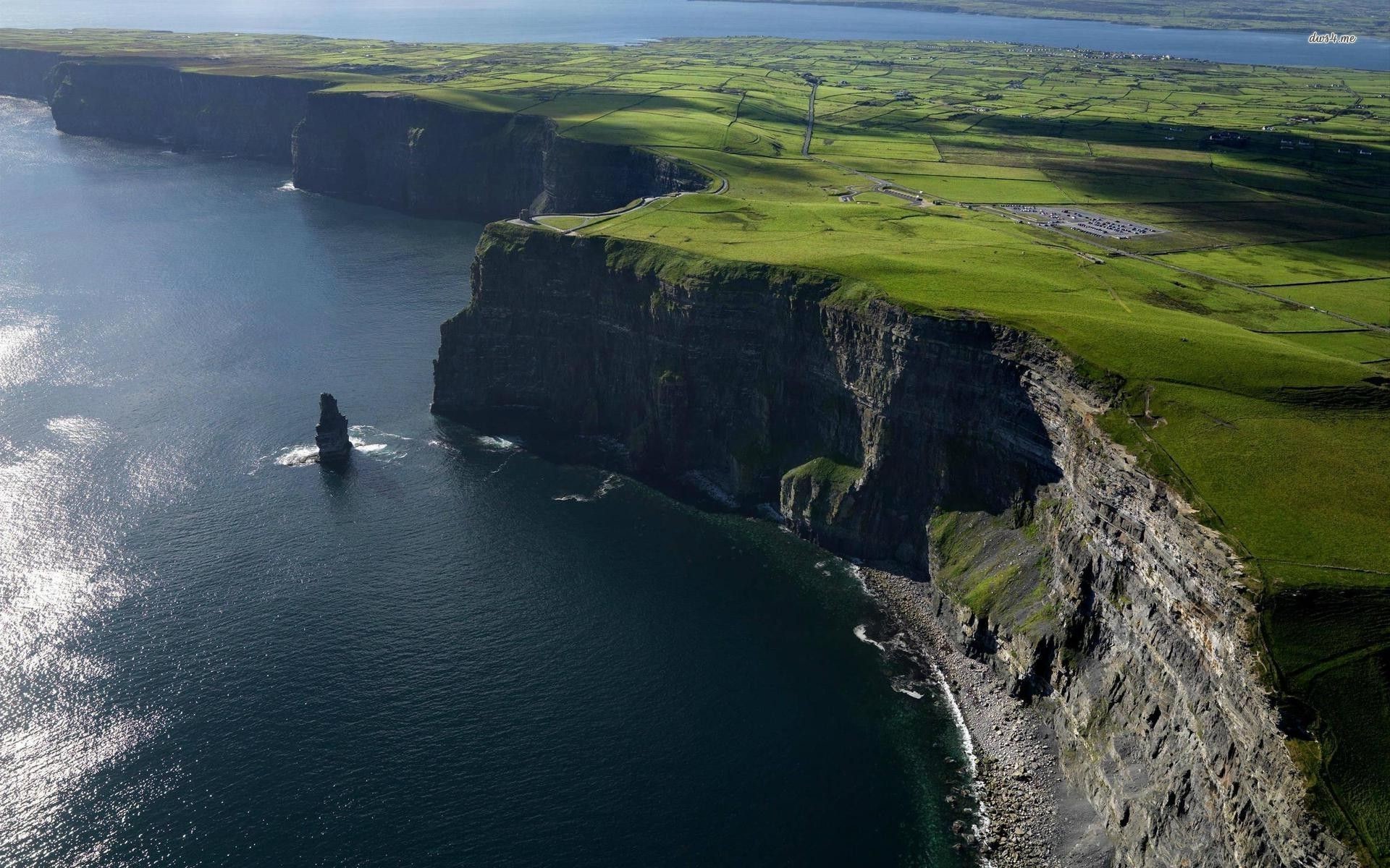 Scogliere di Moher, Irlanda, Veduta aerea, Oceano, 1920x1200, sfondo per PC