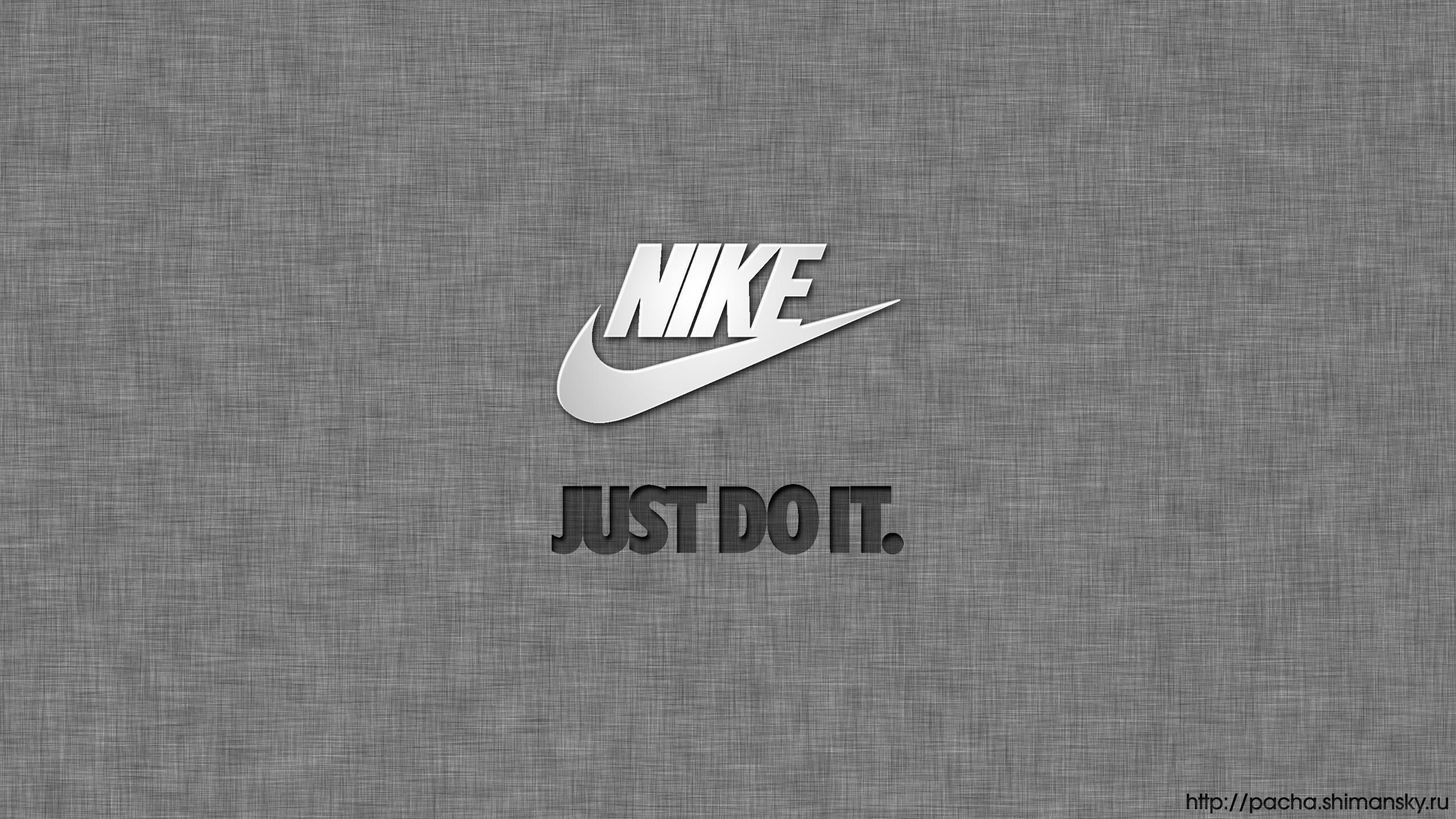 Nike, Just Do It, Logo, Tessuto grigio, 2560x1440, immagine di sfondo