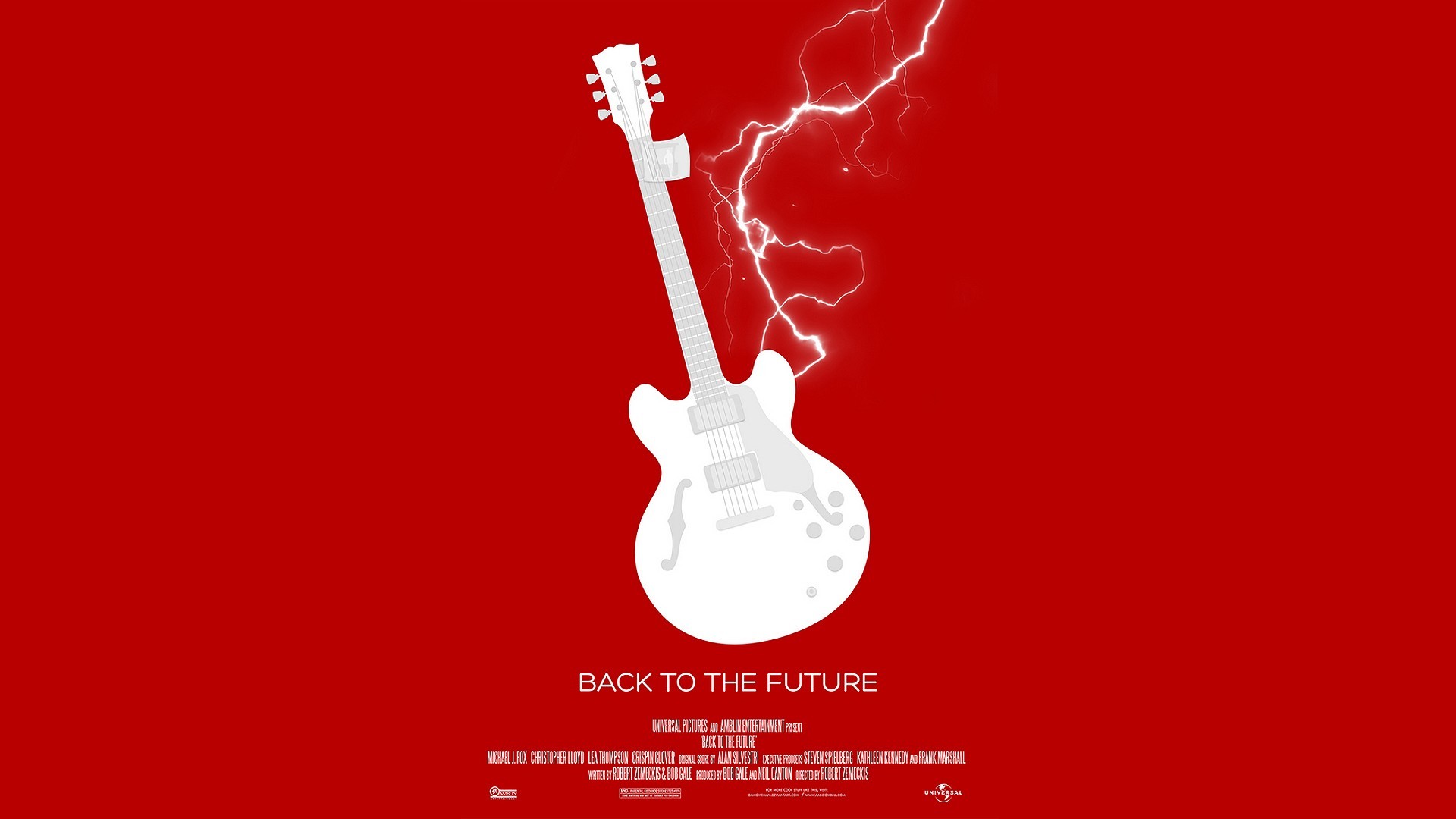 Ritorno al futuro, Chitarra, Fulmine, Minimalismo, Rosso, 1920x1080, immagine di sfondo