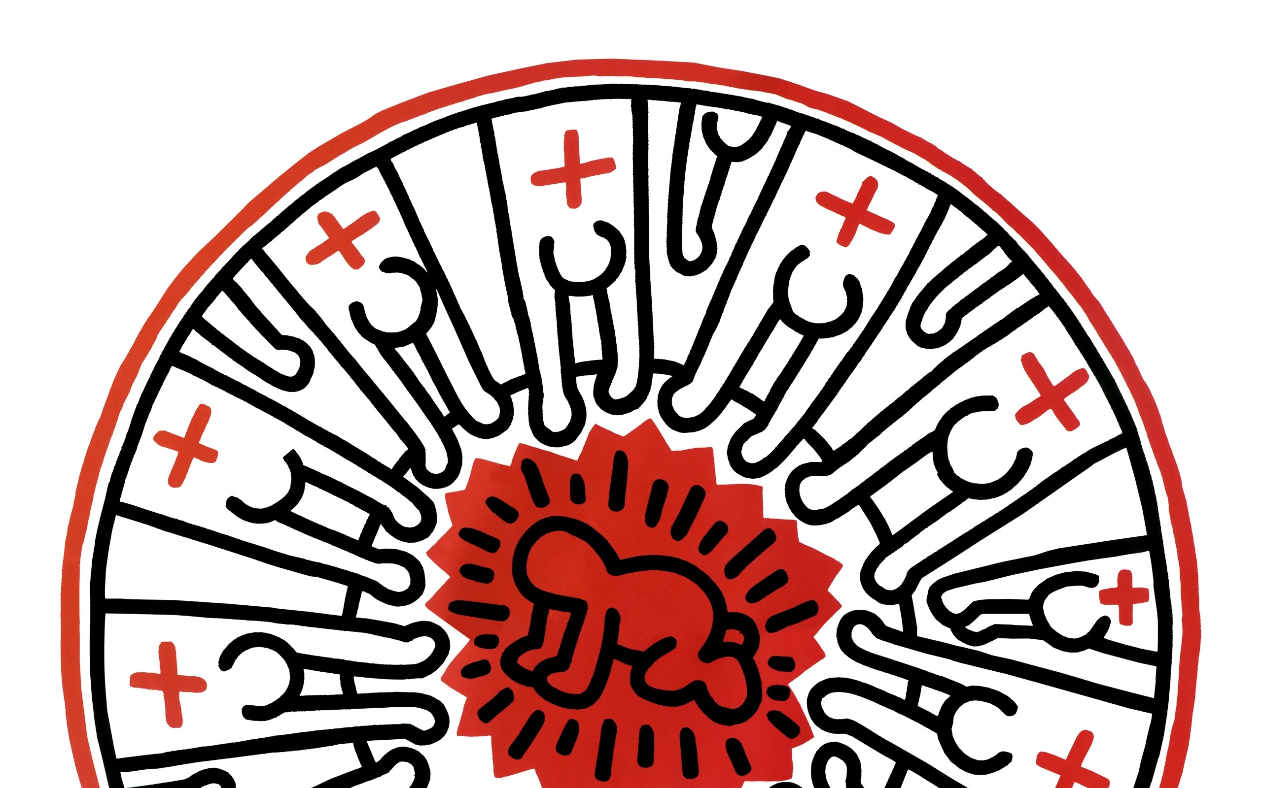 Keith Haring, Radiant Baby, Cerchio, Rosso, 2K 1600p, sfondo desktop