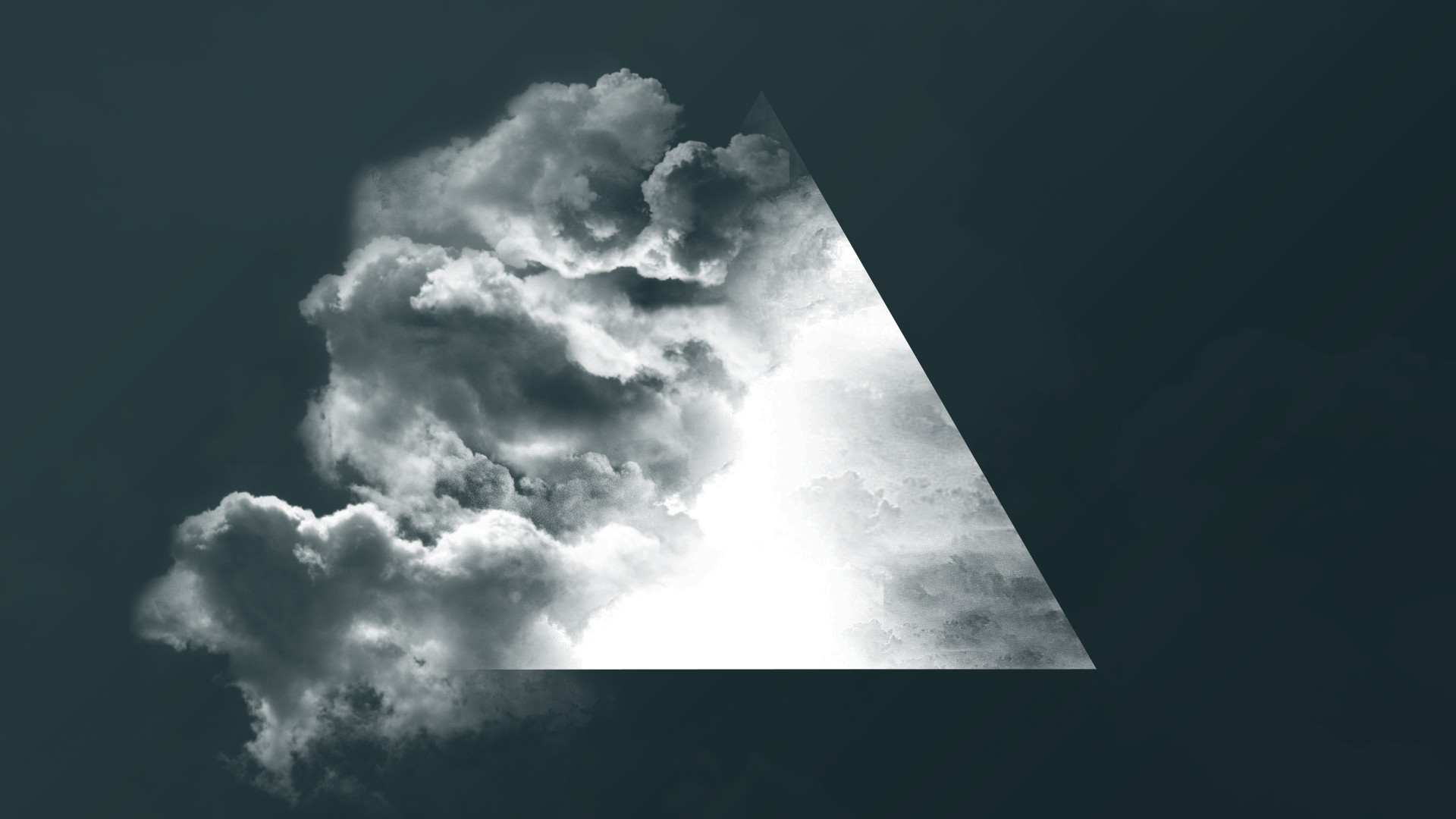 Triangolo, Nuvole, Bianco e nero, Full HD, sfondo per PC e portatile