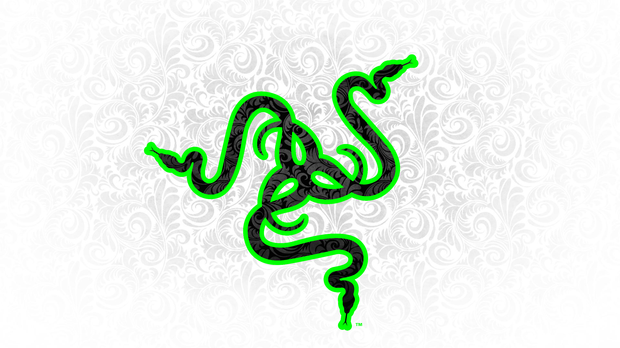 Razer, Logo Razer, Damascato, Sfondo bianco, Verde, 2560x1440, wallpaper desktop