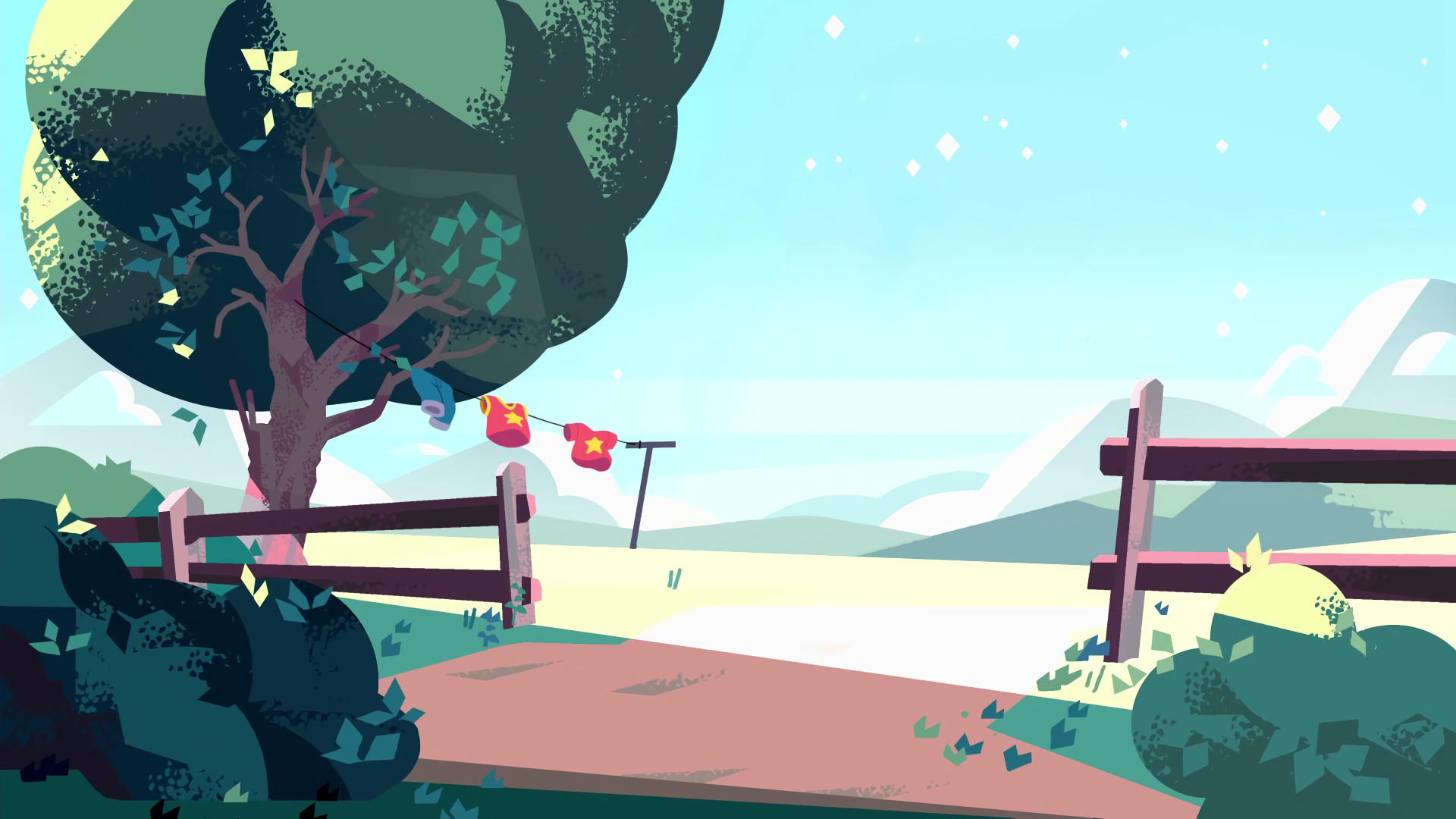 Steven Universe, Paesaggio, Albero, Staccionata, Full HD, sfondo desktop