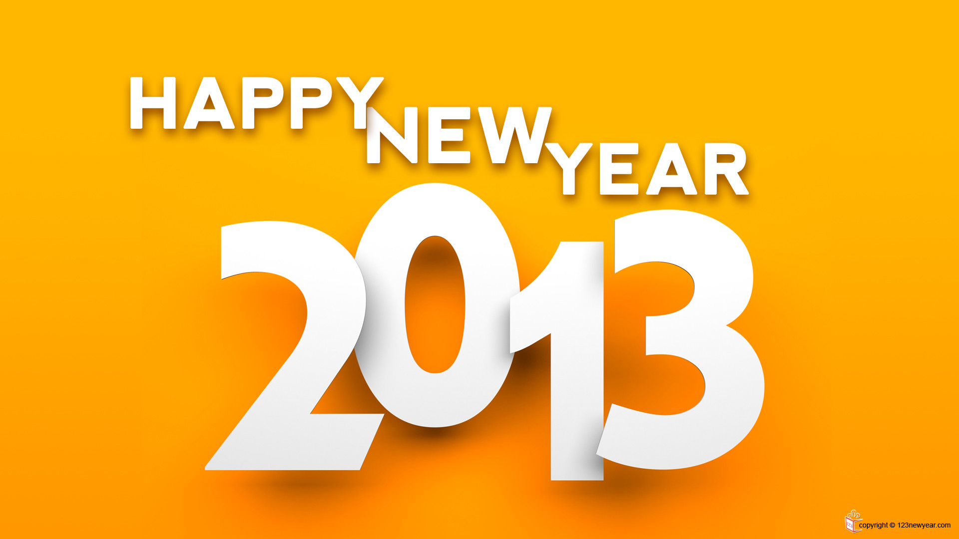 Happy New Year, Capodanno 2013, Arancione, Full HD, wallpaper per PC