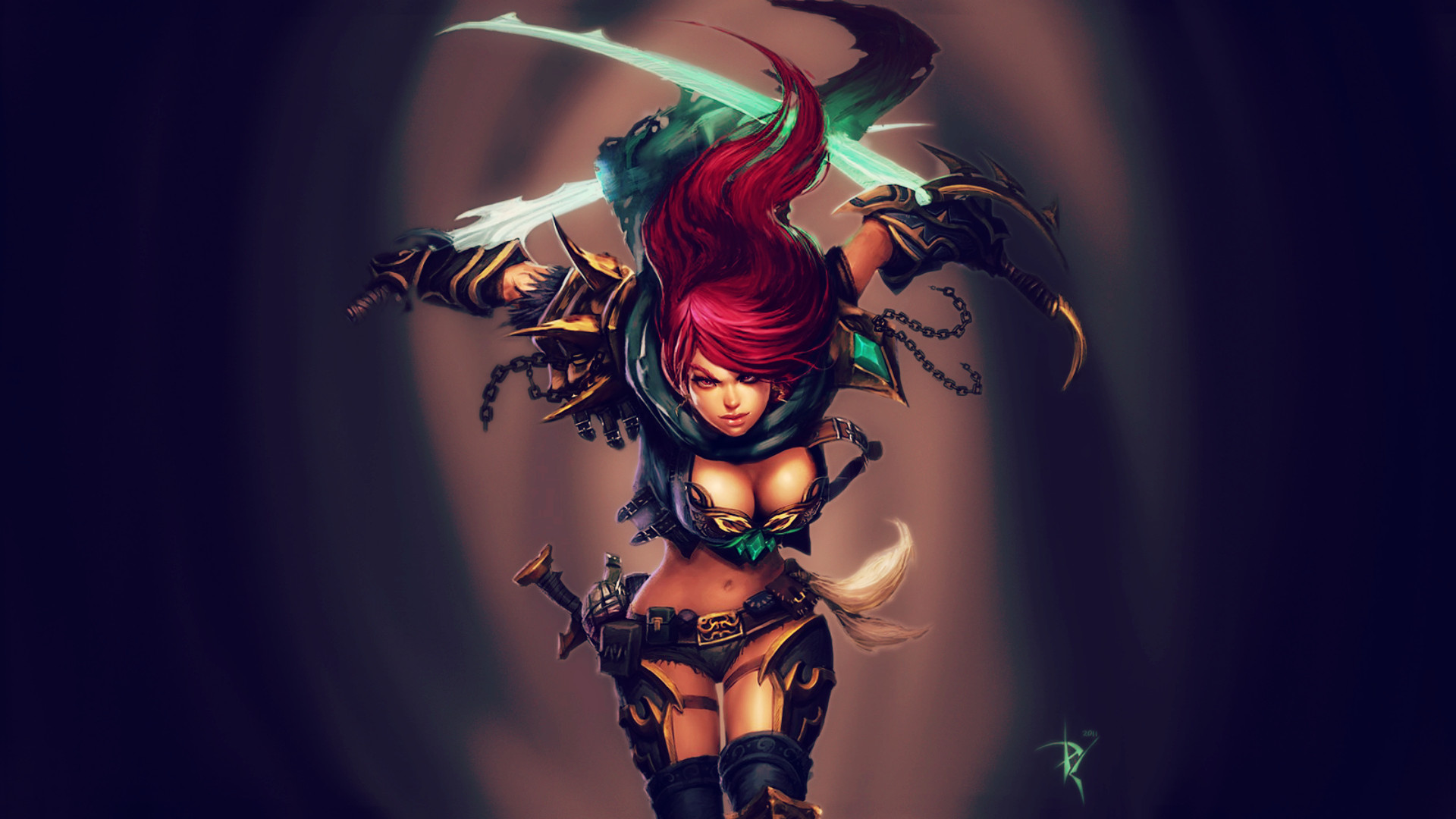 Katarina, League of Legends, Fan art, 1920x1080, sfondo per PC
