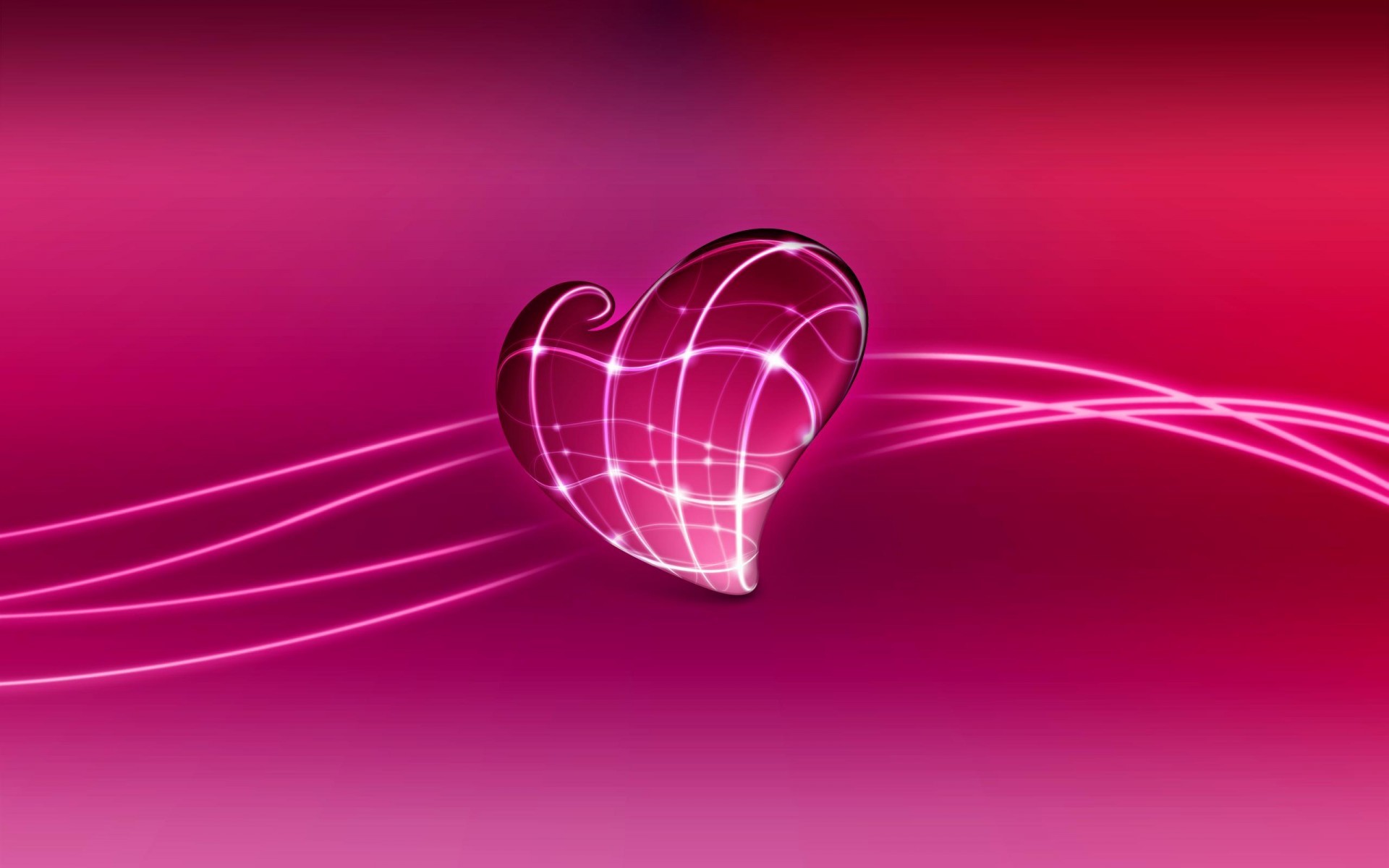 Cuore di vetro, Magenta, Linee luminose, Full HD, sfondo per PC e portatile