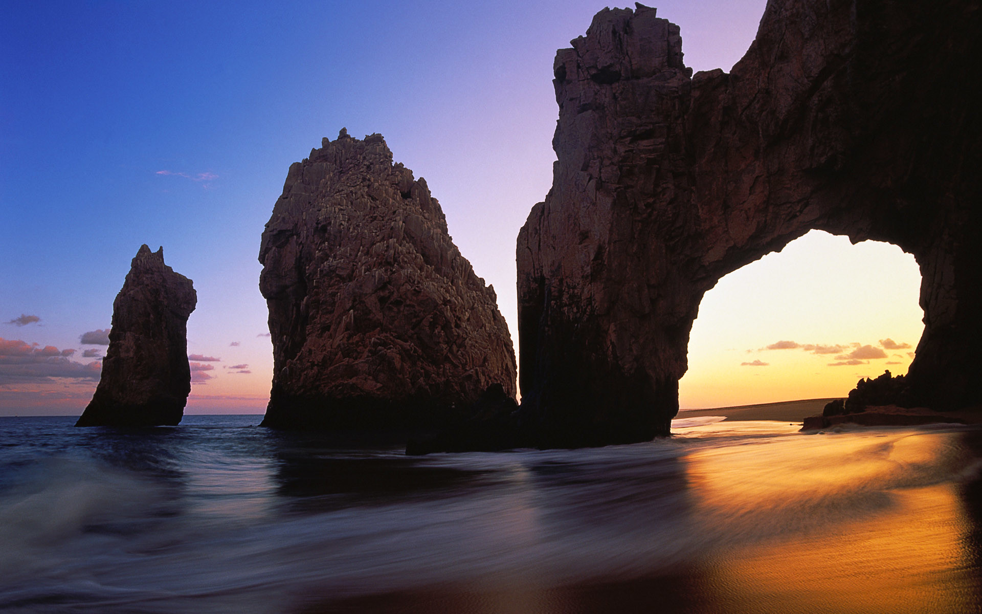 El Arco, Cabo San Lucas, Messico, Tramonto, sfondo desktop Windows 7