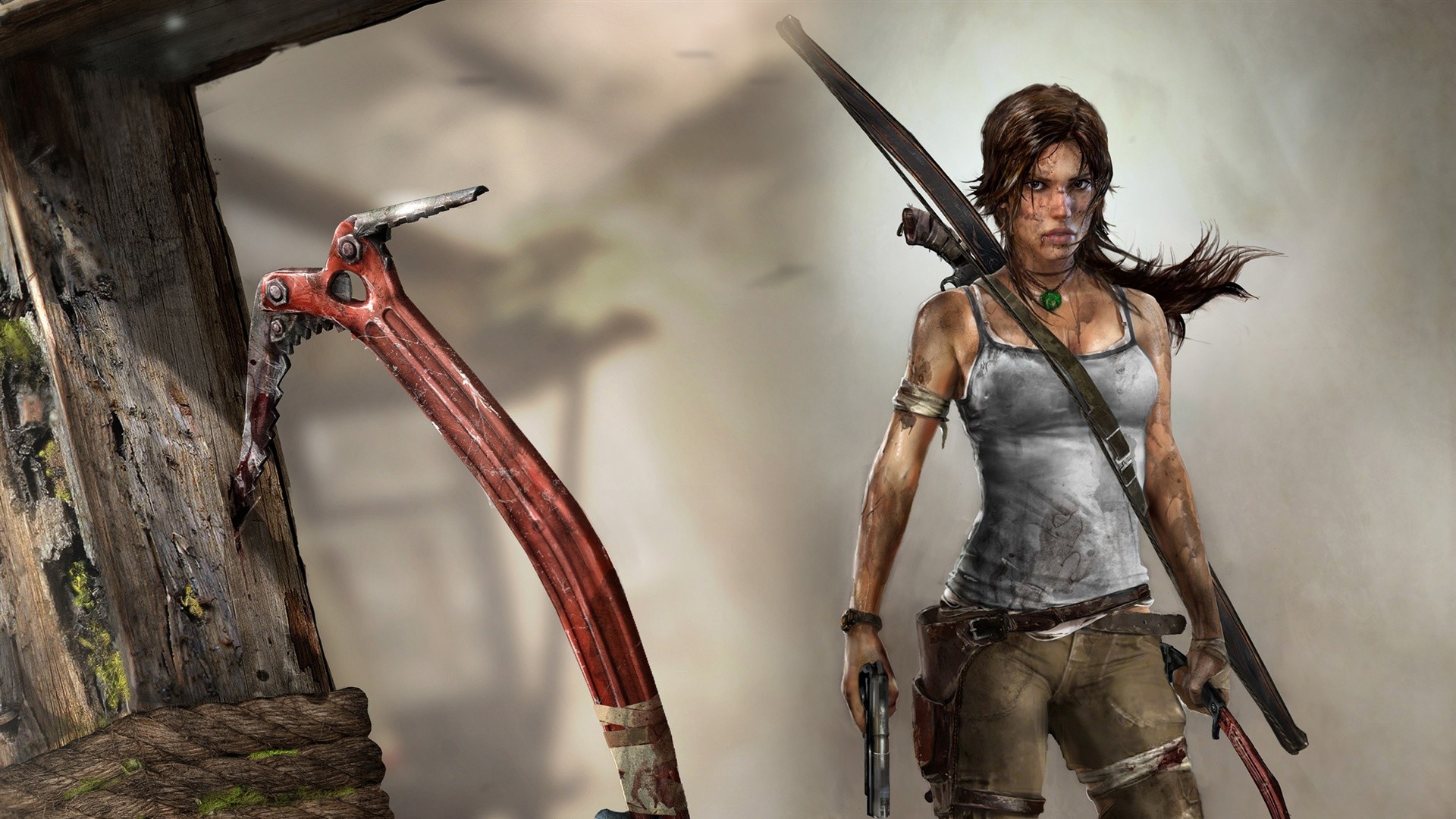 Lara Croft, Tomb Raider (2013), Piccozza, Arco, 16:9 Full HD, wallpaper widescreen