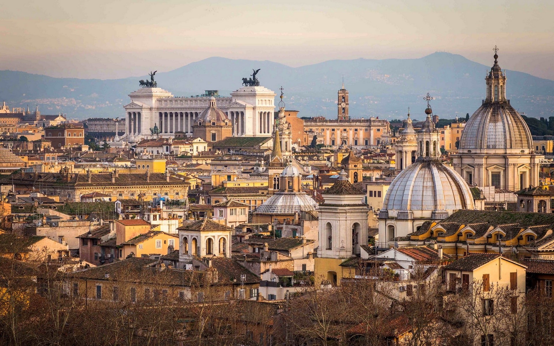 Vittoriano, Roma, Tetti, Cupole, Panorama, 16:10 Full HD, wallpaper widescreen