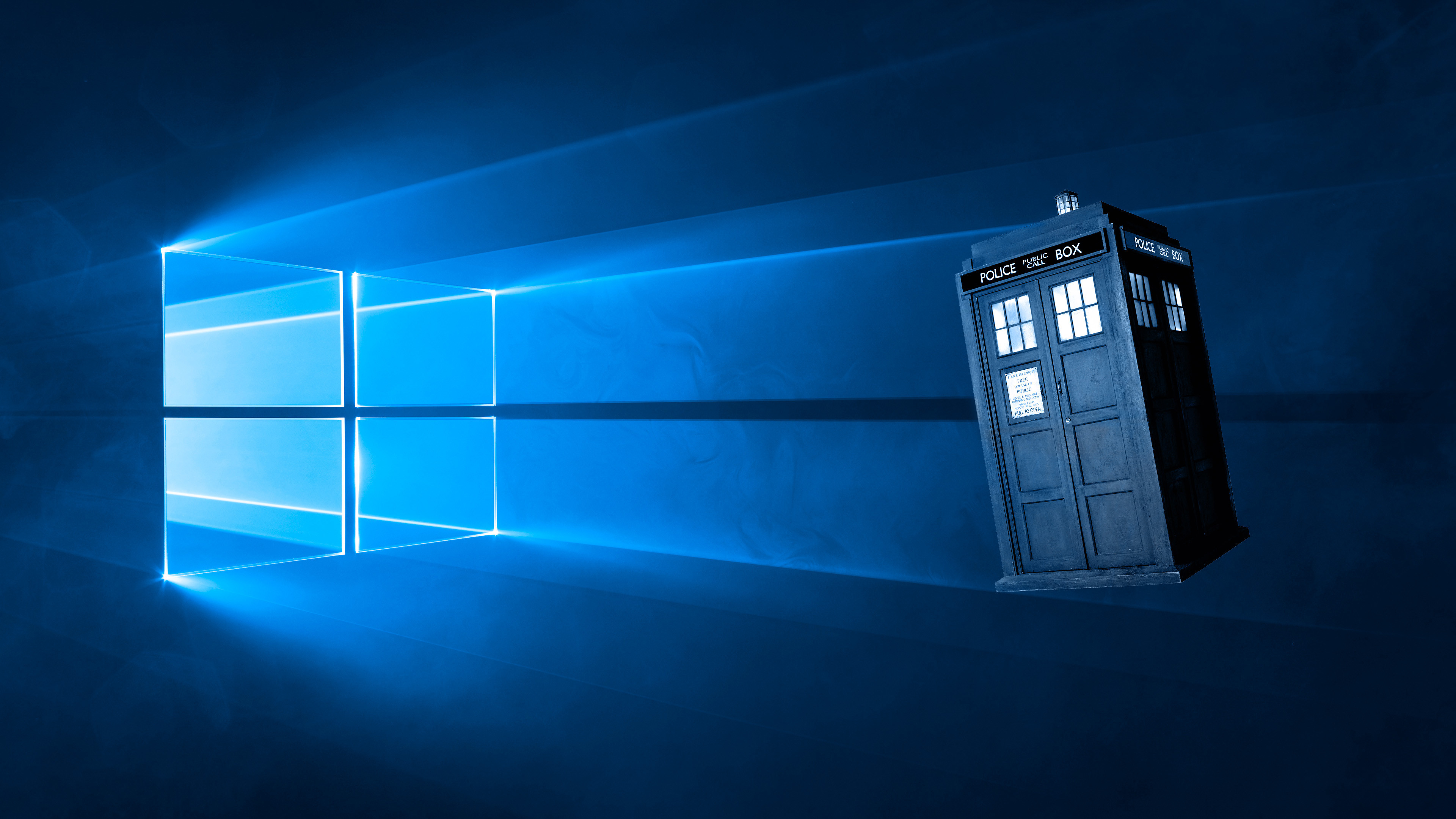 TARDIS, Doctor Who, Windows 10, Logo Windows, 4K, sfondo desktop