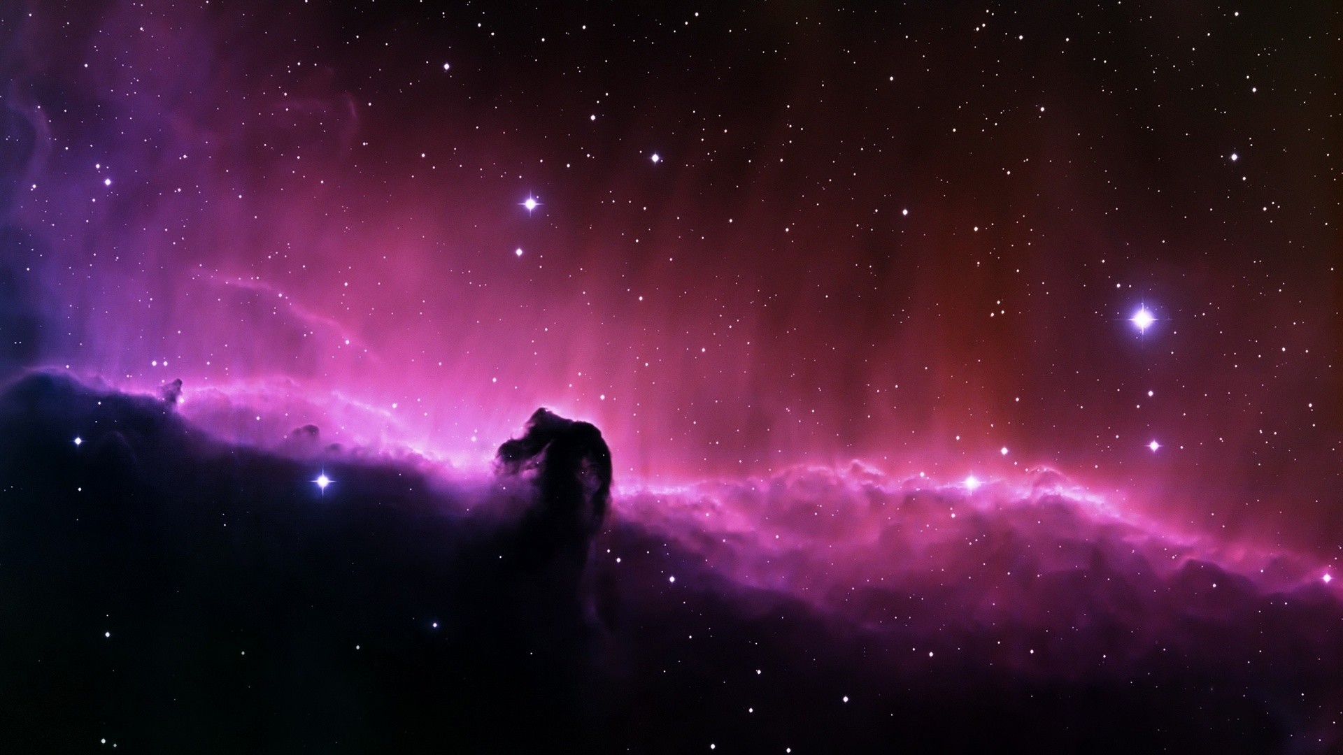 Nebulosa Testa di Cavallo, Orione, Nebulosa rosa, Spazio profondo, sfondo 16:9 Full HD