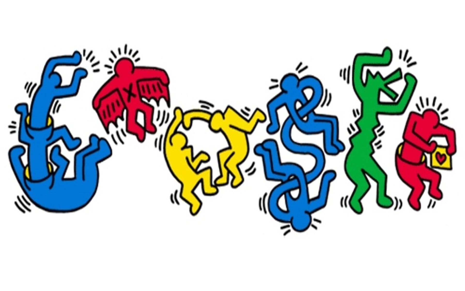Keith Haring, Google Doodle, Figure colorate, 1920x1200, sfondo per PC