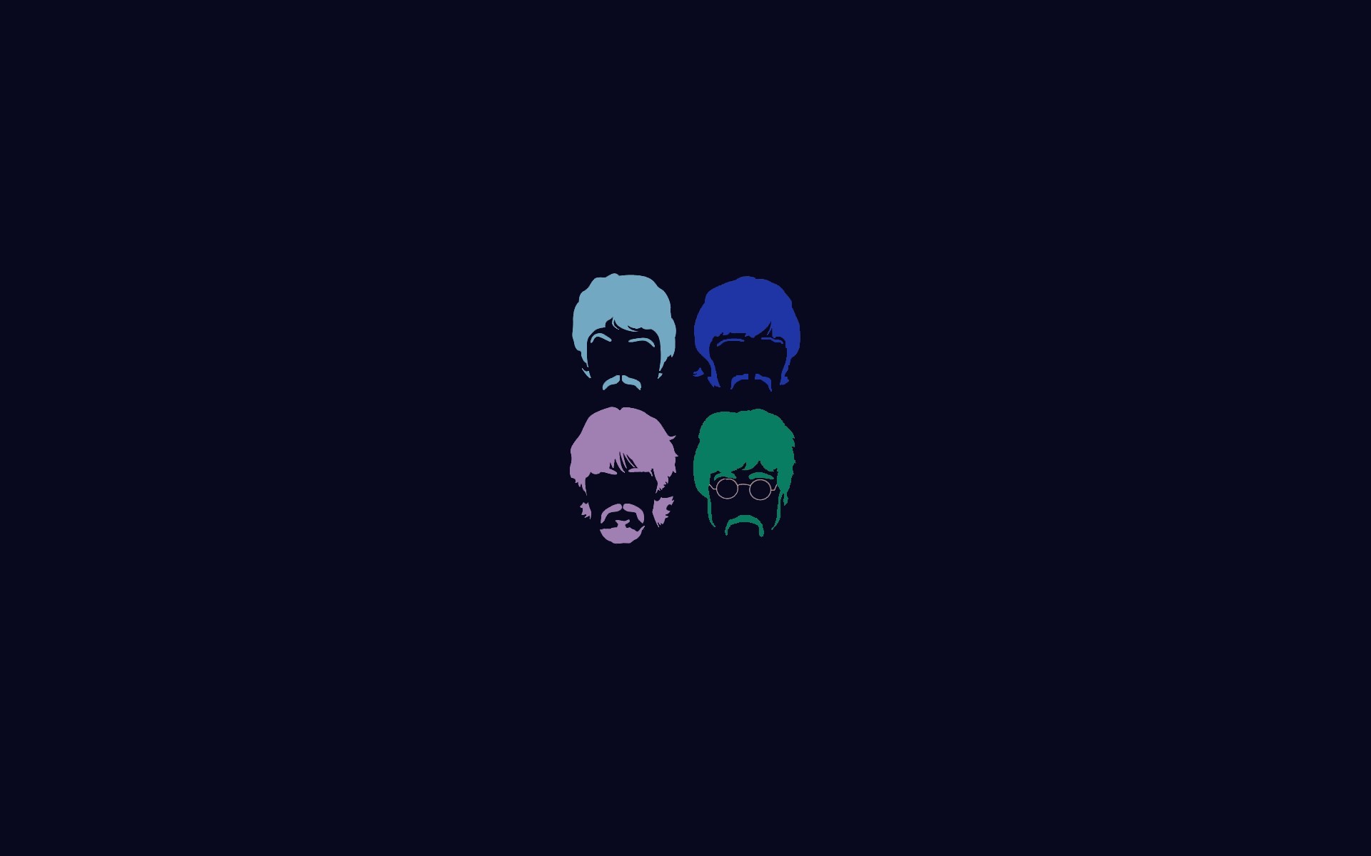 The Beatles, Silhouette, Sfondo blu notte, Minimalismo, Full HD, wallpaper per computer