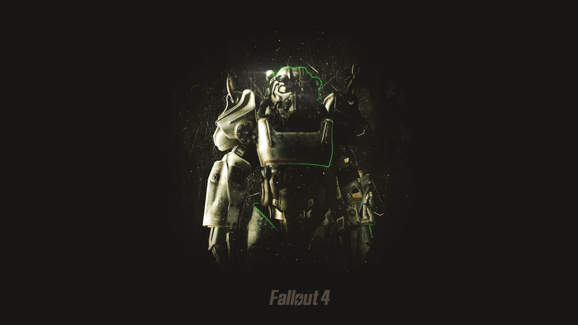 Fallout 4, Armatura atomica, Sfondo nero, Minimalista, Full HD, wallpaper per computer