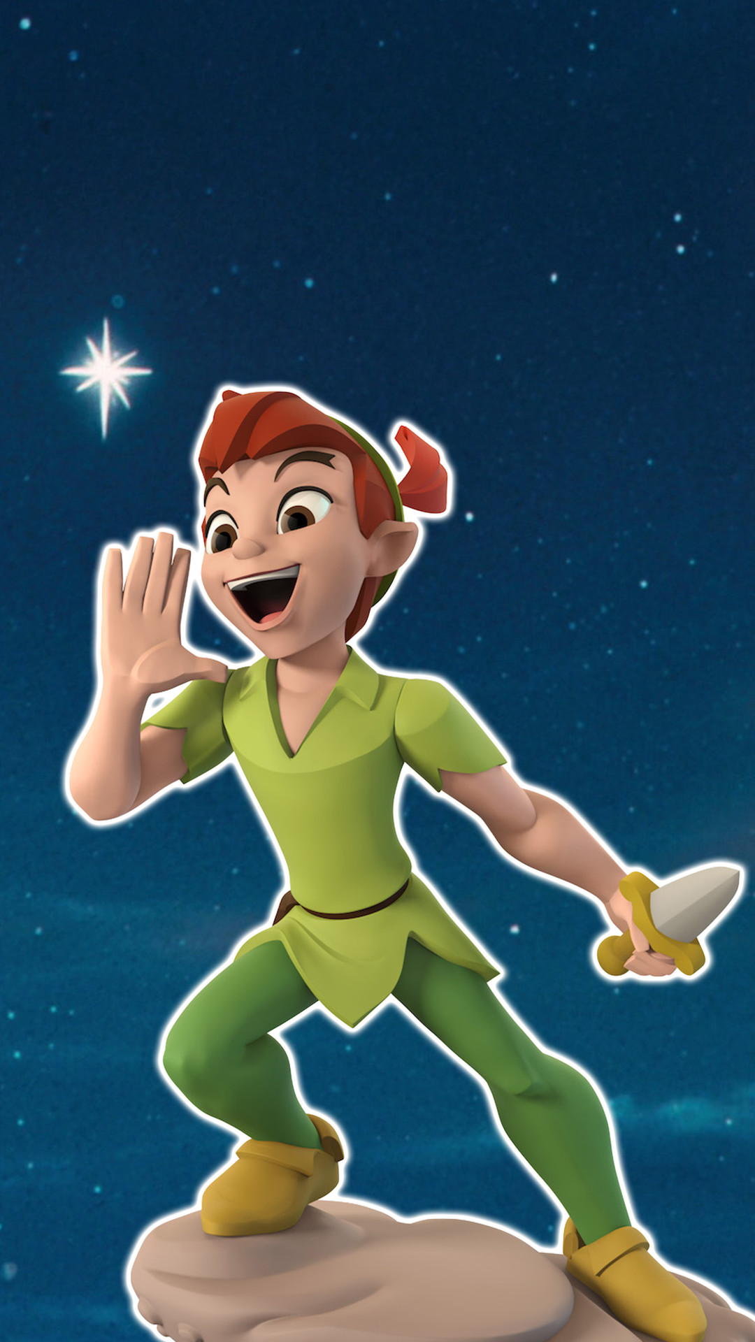 Peter Pan, Disney, Statuina, Cielo stellato, Full HD, sfondo per iPhone e Android