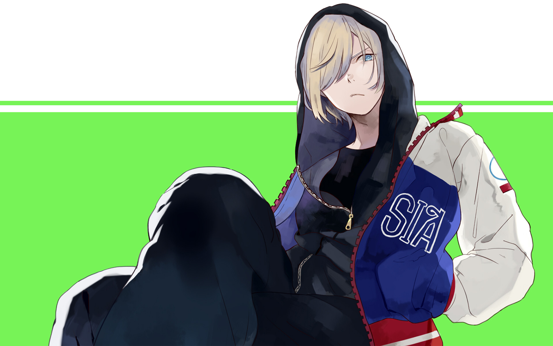 Yuri Plisetsky, Yuri!!! on Ice, Sfondo verde, 1920x1200, wallpaper desktop