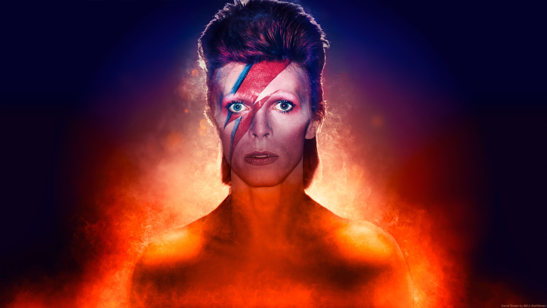 David Bowie, Aladdin Sane, Saetta, Fuoco, Arte digitale, Full HD, sfondo per PC