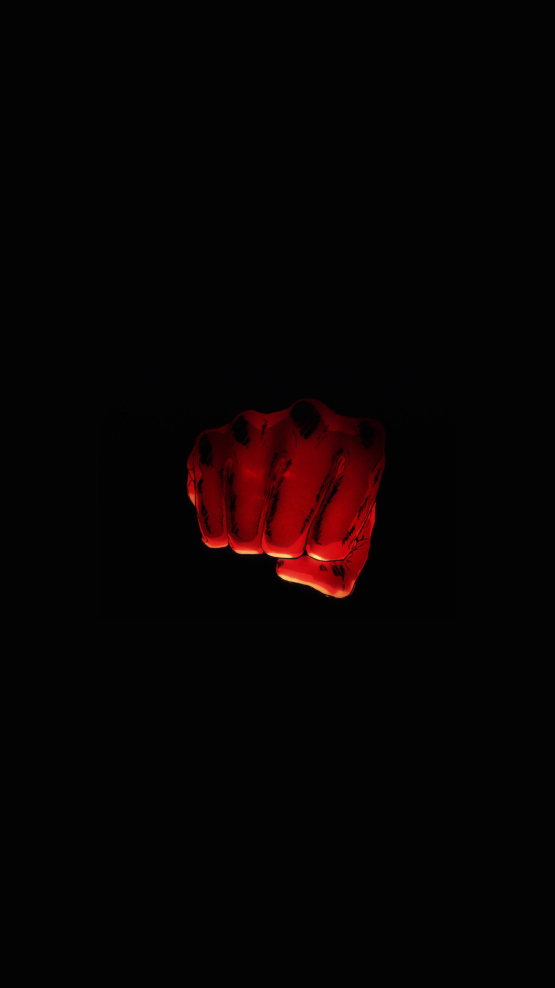 Saitama, One Punch Man, Pugno, Sfondo nero, Minimalista, Full HD, schermata di blocco del cellulare