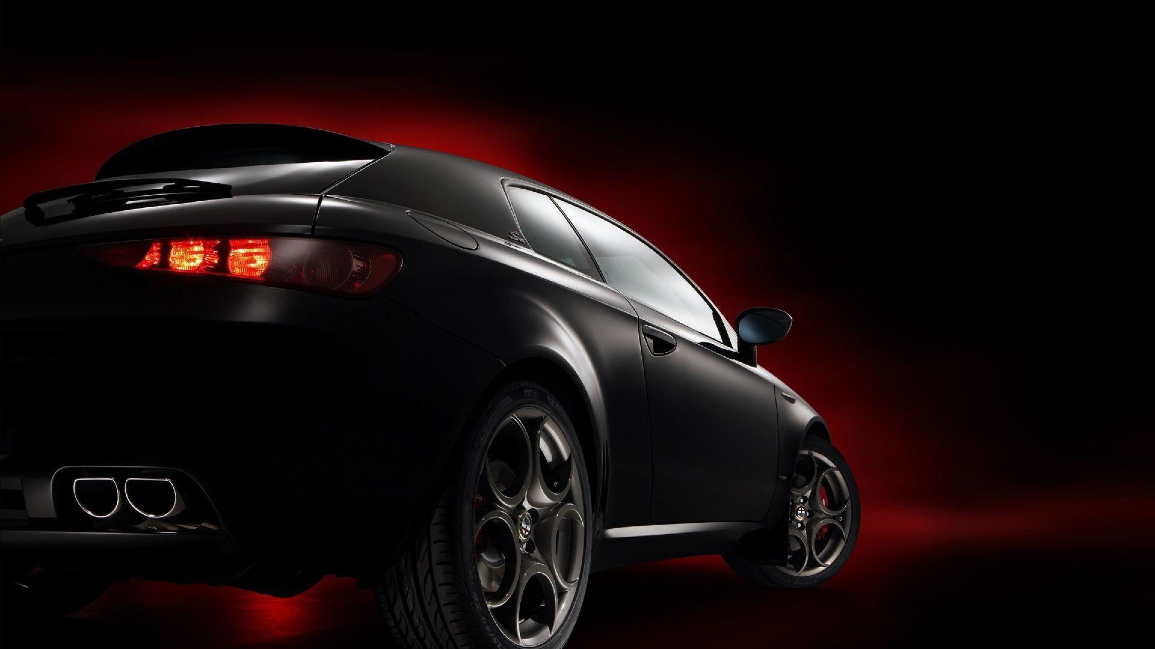 Alfa Romeo Brera, Nero, Luce rossa, 4K, sfondo desktop