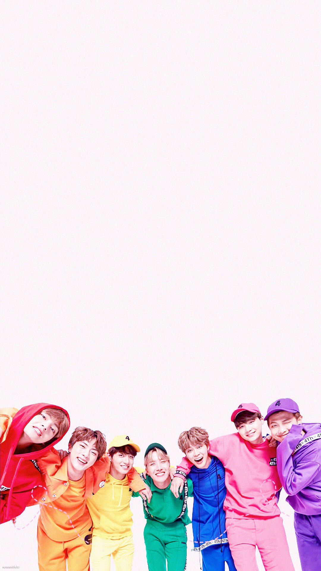 BTS, Arcobaleno, Gruppo, Rosa pastello, Full HD, sfondo verticale per cellulare