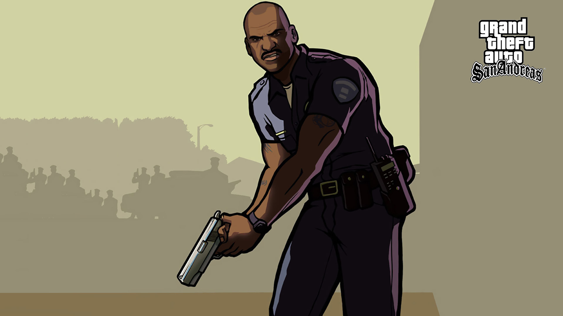 Frank Tenpenny, GTA San Andreas, Poliziotto, Pistola, Full HD, sfondo Windows 11