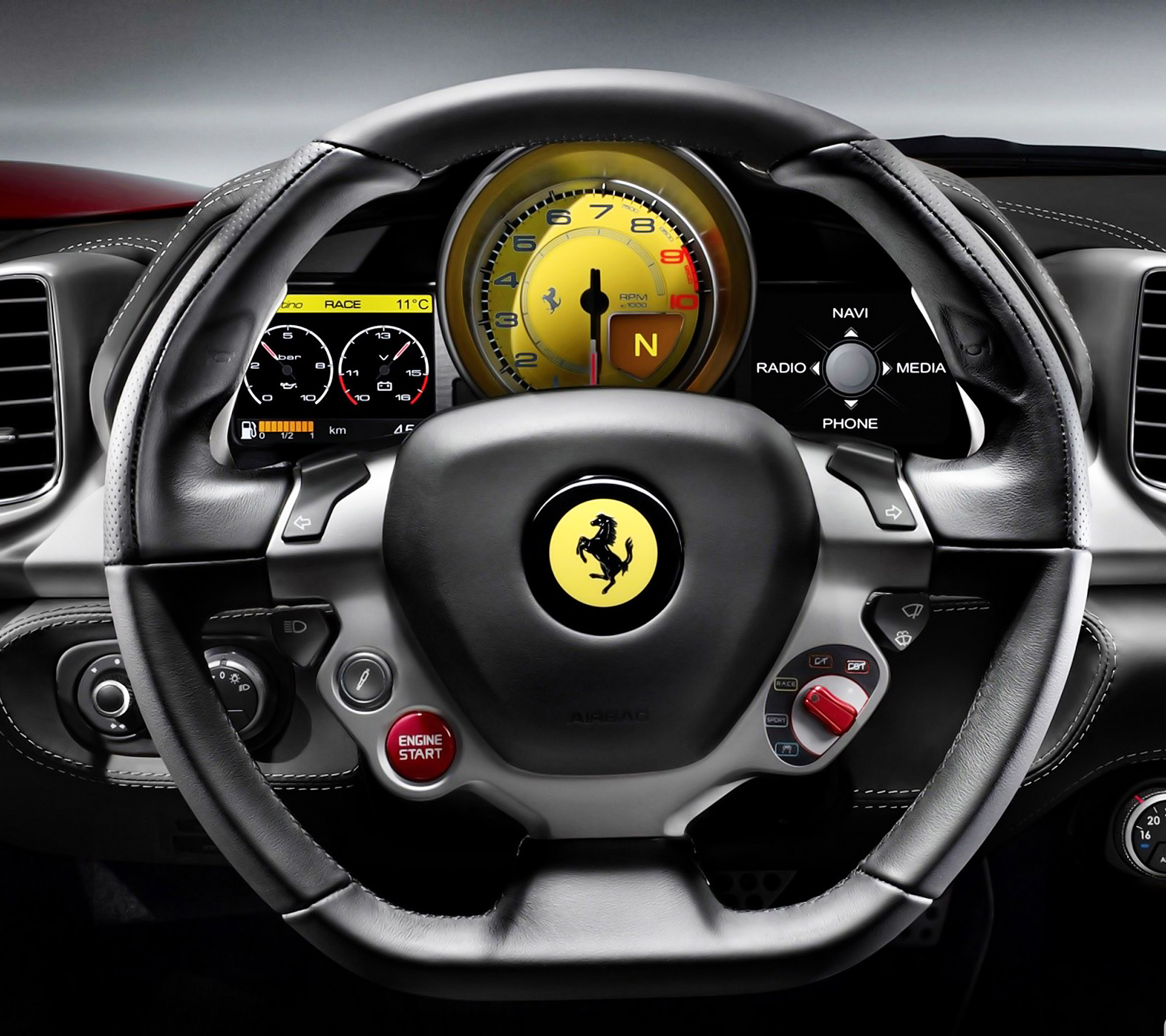 Ferrari 458 Italia, Volante, Cruscotto, Interni, Full HD, schermata di blocco iPad