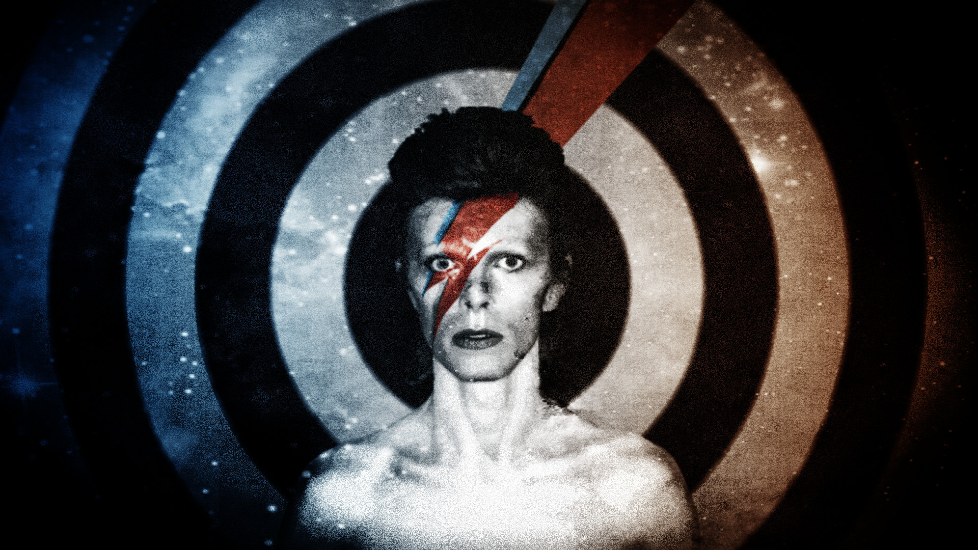 David Bowie, Ziggy Stardust, Saetta, Aladdin Sane, Cerchi concentrici, sfondo 1920x1080 per PC